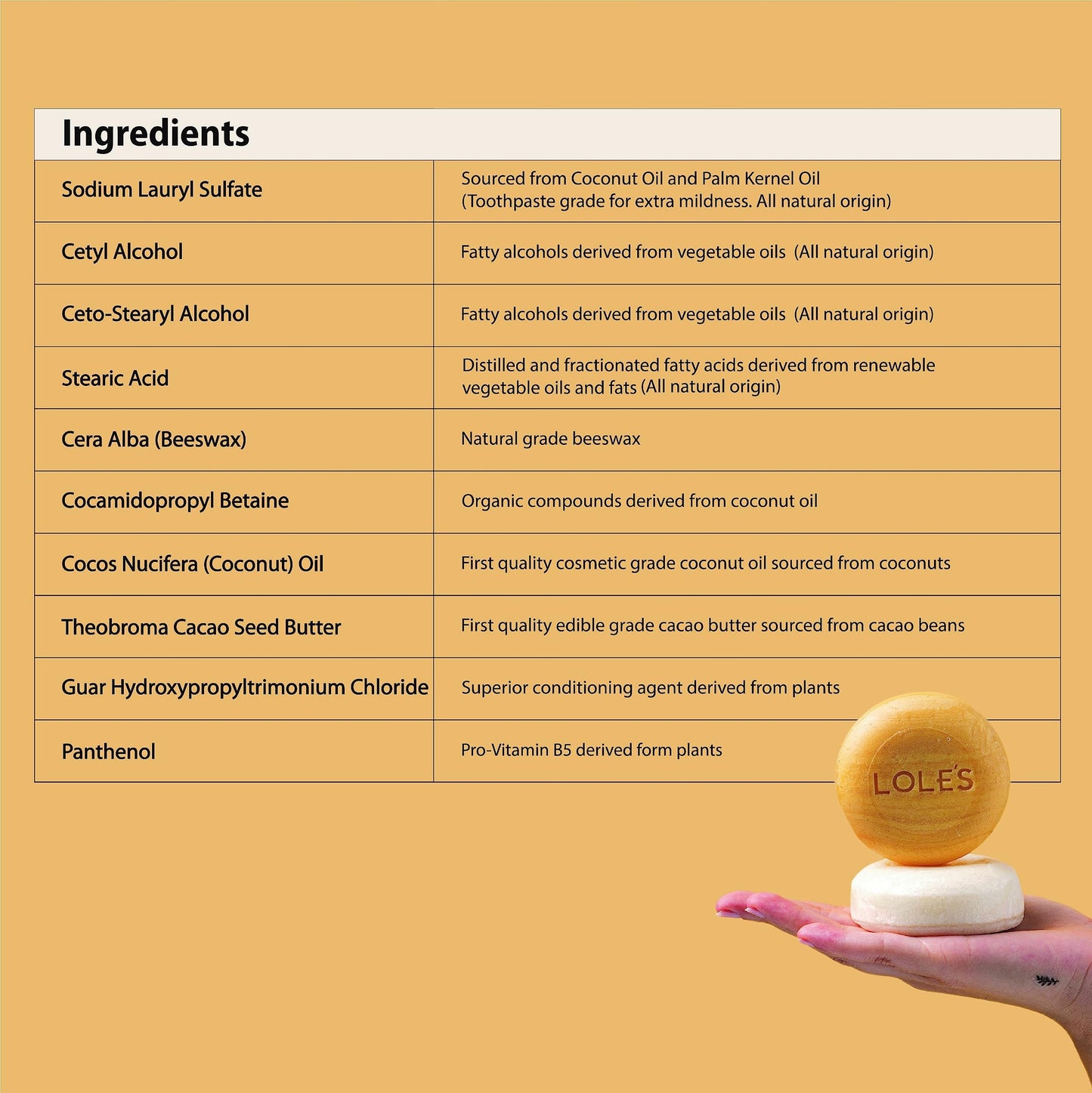 LOLE'S Shampoo Bar and Conditioner, 2in1 with Coconut Oil for Normal Hair, Volume & Strength, 99% Natural Origin, Sustainably Sourced, 3.5Oz