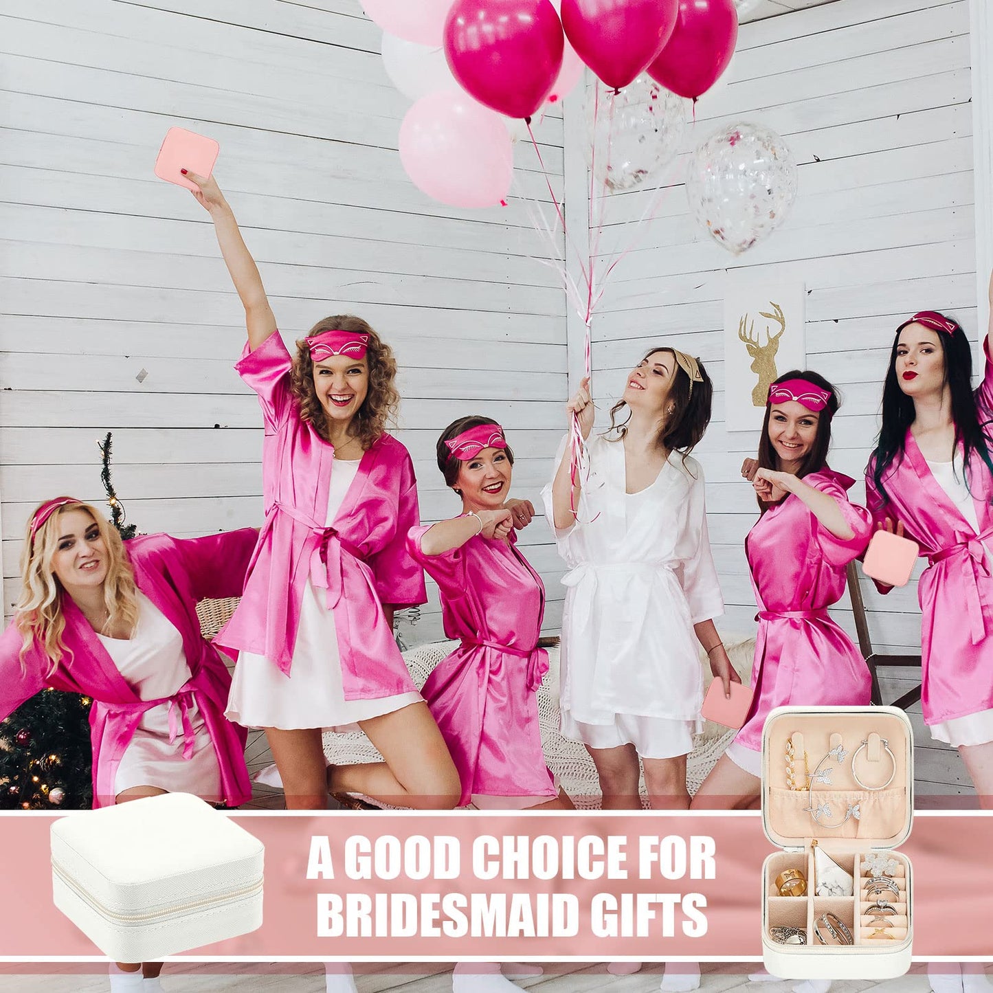 Taiyin 6 Pcs Travel Jewelry Case Organizer Bridesmaid Gift Boxes Mini Storage Organizer Box(White)