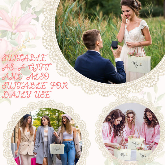 Reallnaive 2 Pcs The Mrs Tumbler & Tote Bag Gift Set, Mrs 2025 Bride Gifts 17 oz Stainless Steel Bridal Tumbler with Lid & Straw, Large Bridal Travel Totes for Women Bride Gifts, Wedding, Engagements