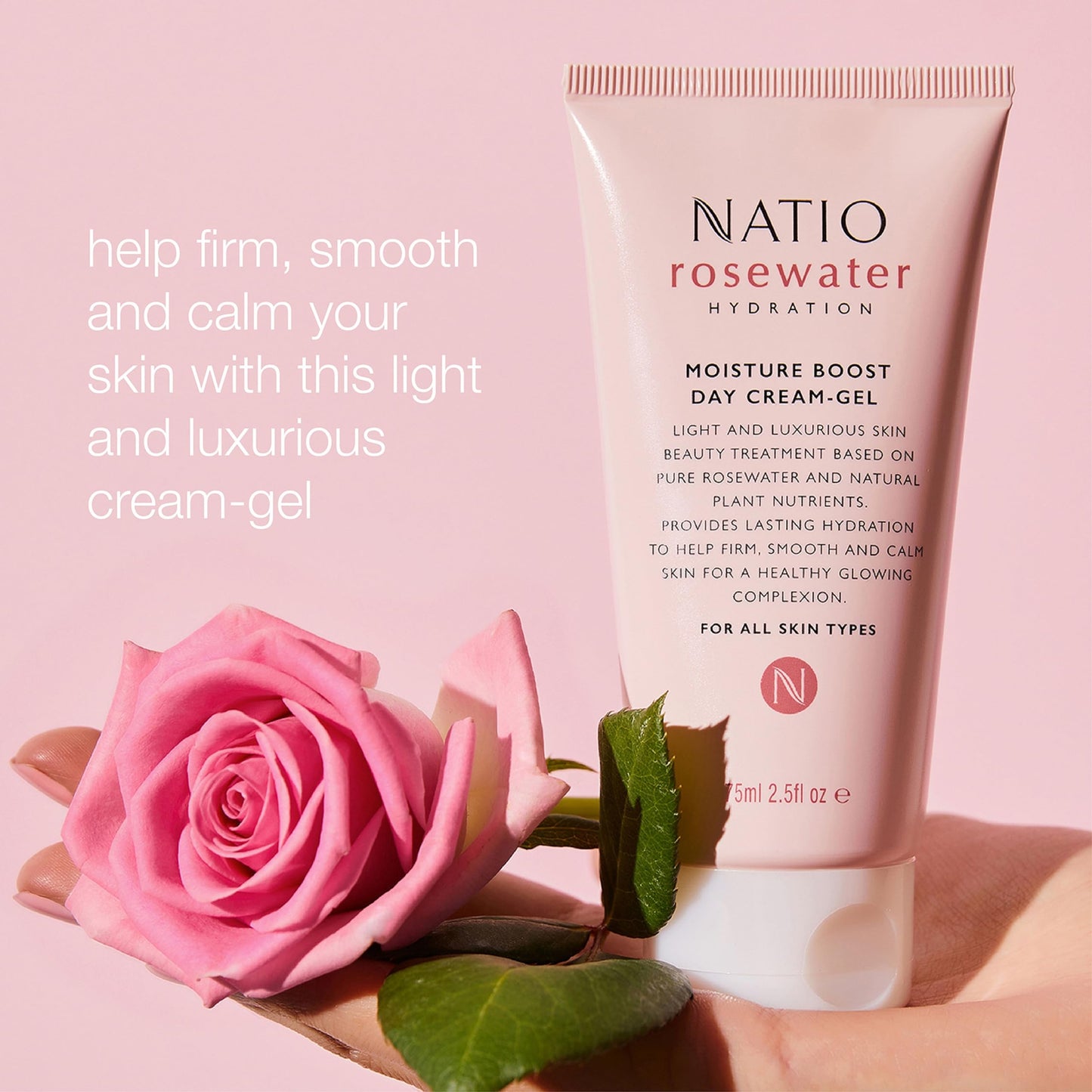Natio Australia Rosewater Hydration Moisture Boost Day Cream-Gel, 2.5 oz - Face Cream with Shea Butter - Face Moisturizer for All Skin Types