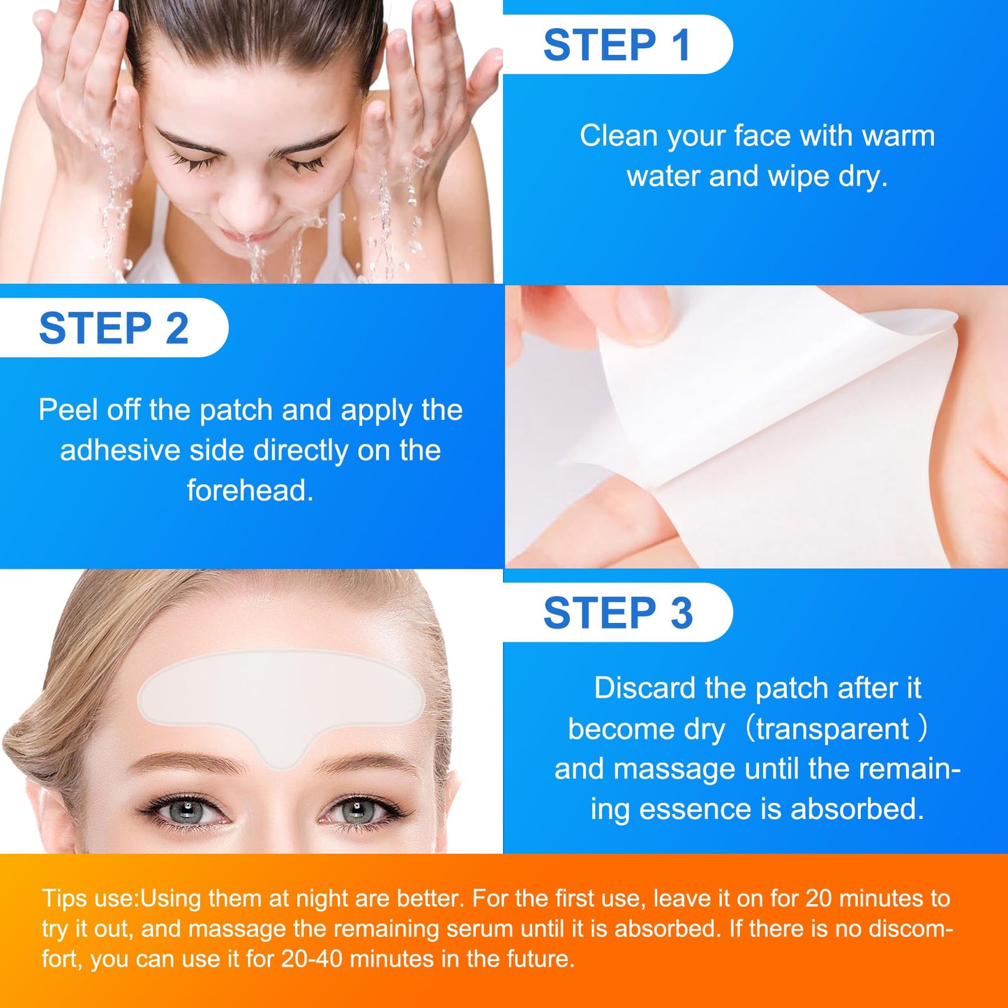 Auteek Forehead Wrinkle Patches Overnight 20pcs with Collagen & Seaweed Polysaccharides, Anti Wrinkle Patches for Smooth Fine Lines & Wrinkles, jelly forehead patches Treatment for Skin Care