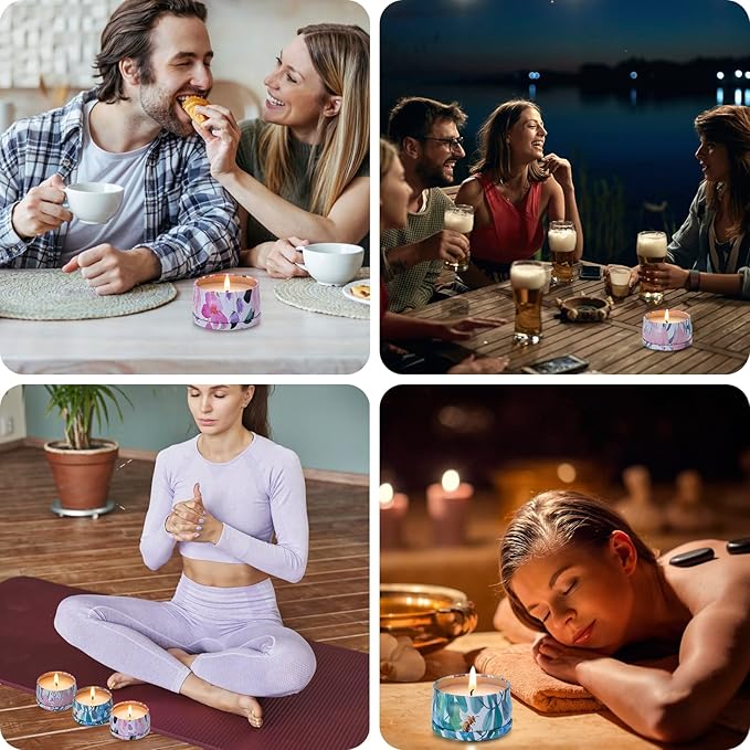 Hausware 3 Pack Scented Candles, 2.5 oz Aromatherapy Candles with Floral Scents,Soy Candles Set with 72H Burning Time,Ideal Gift for Women(Magnolia+Jasmine+Rose)