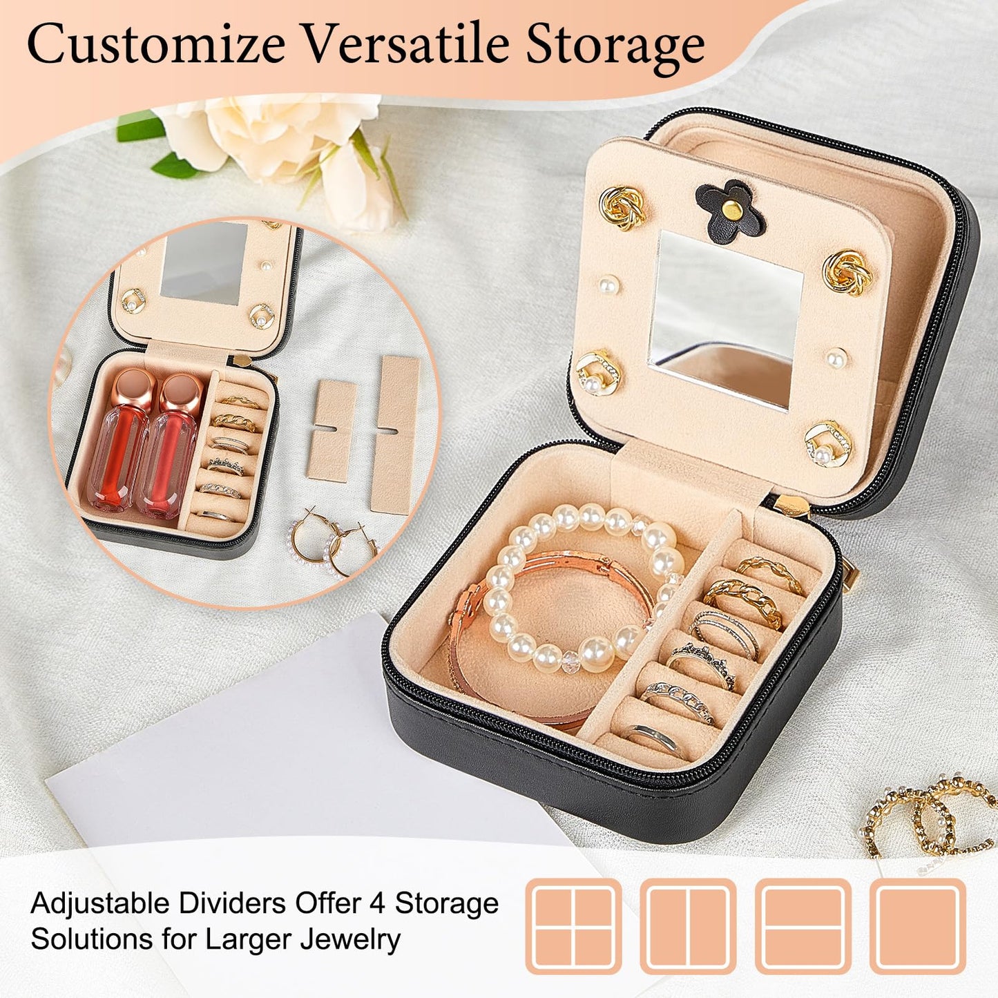 Unicorn Castle Travel Jewelry Case For Women Travel Jewelry Organizer With Mirror Jewelry Organizer Box Small Jewelry Box For Travel Essentials, A