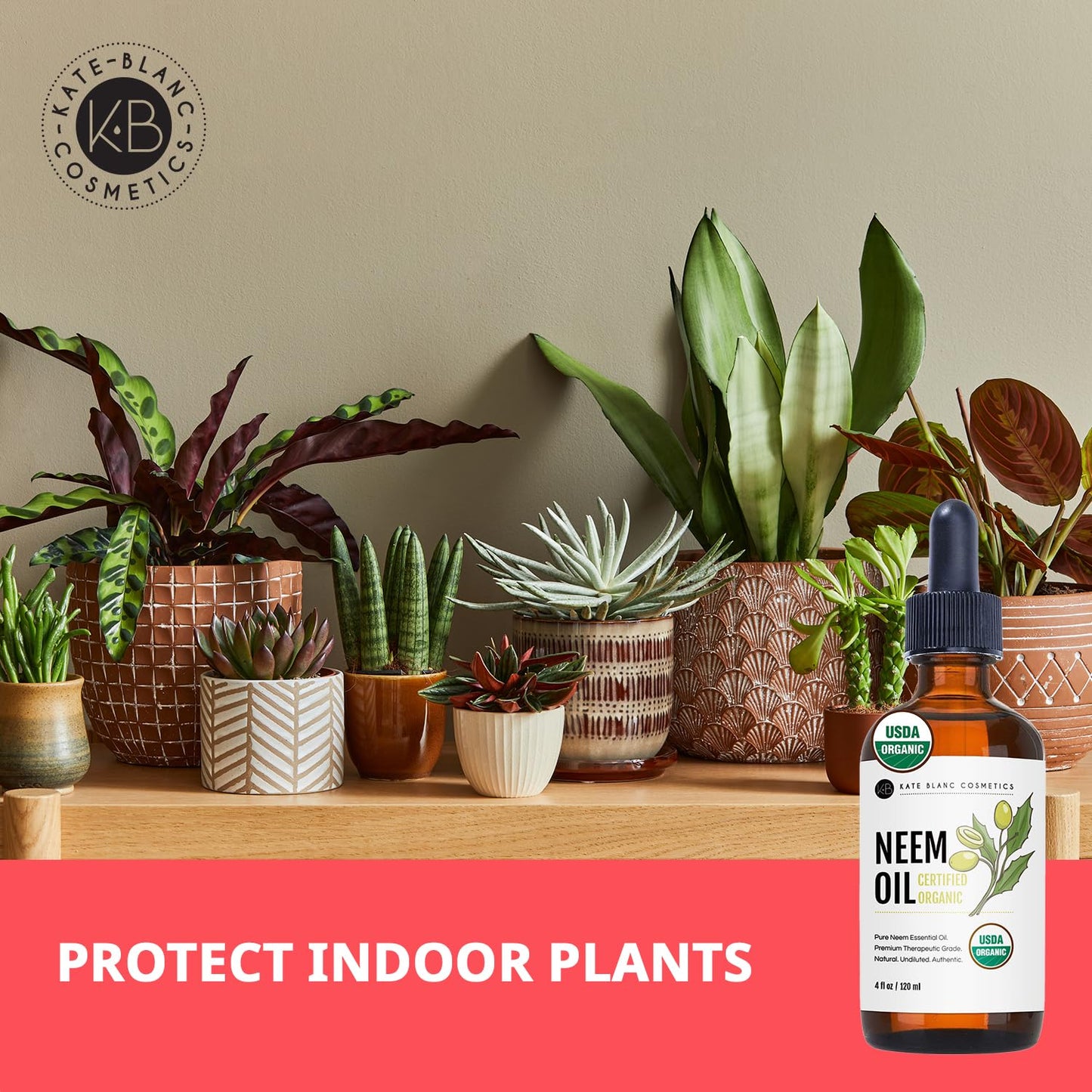 Kate Blanc Cosmetics Neem Oil for Skin, Hair & Face. Safe for Dog, Plants, Scalp (4oz, Organic, Cold Pressed, Concentrate)