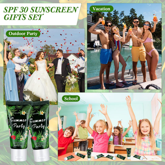 Dansib 12 Pcs Mini Sunscreen Bulk for Summer Travel Size SPF 30 Water Resistant Sunscreen Lotion Bulk for Thank You Gifts Wedding Bridal Shower Favors for Wedding Party(White Cream,Tropical)