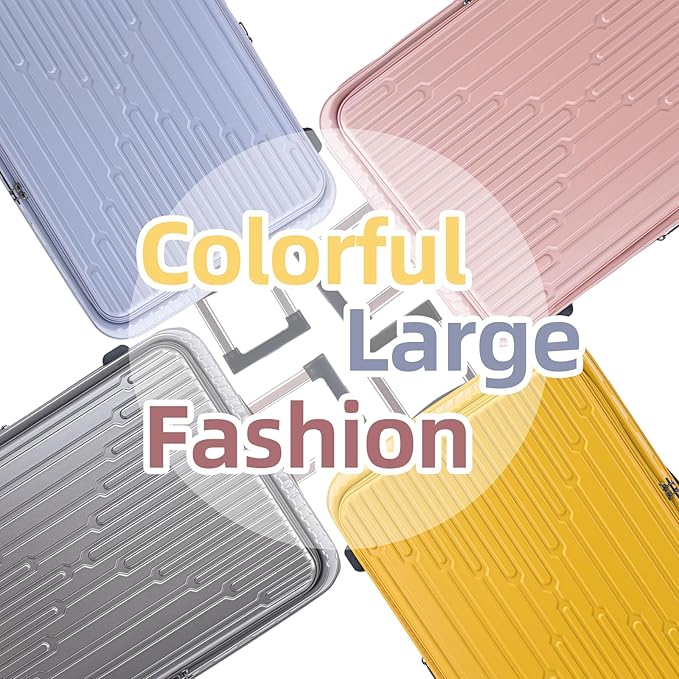 29 Inch Luggage with Expansion & Side Opening Design, 50 * 31(35)*76cm, 117L~133L Ligthweight ABS+PC Hardshell Checked Suitcase, Yellow