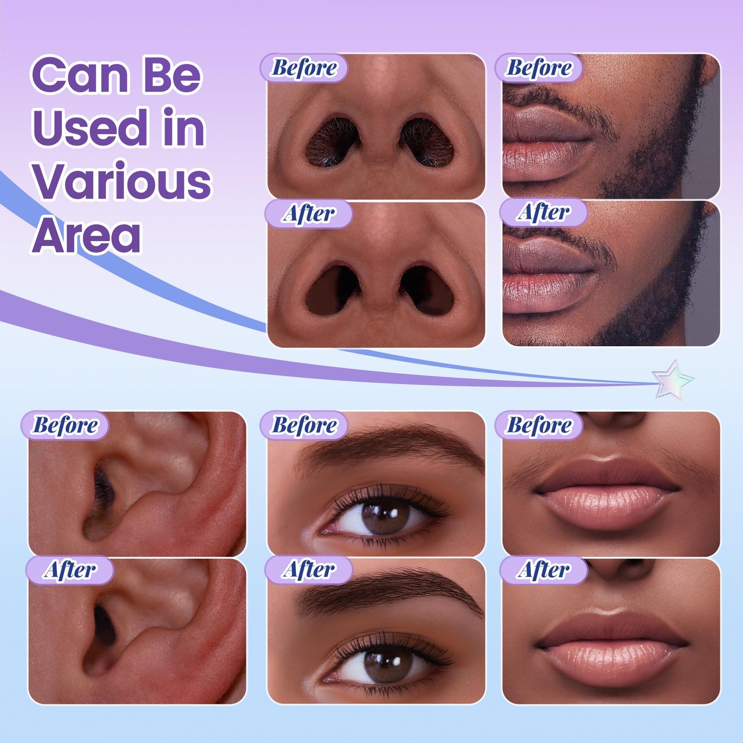 LaWink Nose and Ear Wax Kit Men,Mini Waxing Warmer Travel Waxing Warmer for Hair Removal, Eyebrow Waxing Kit for Women, with 100g Wax Beans, 15-20 Times, Silicone Pots, Usb Rapid Heating, Painless