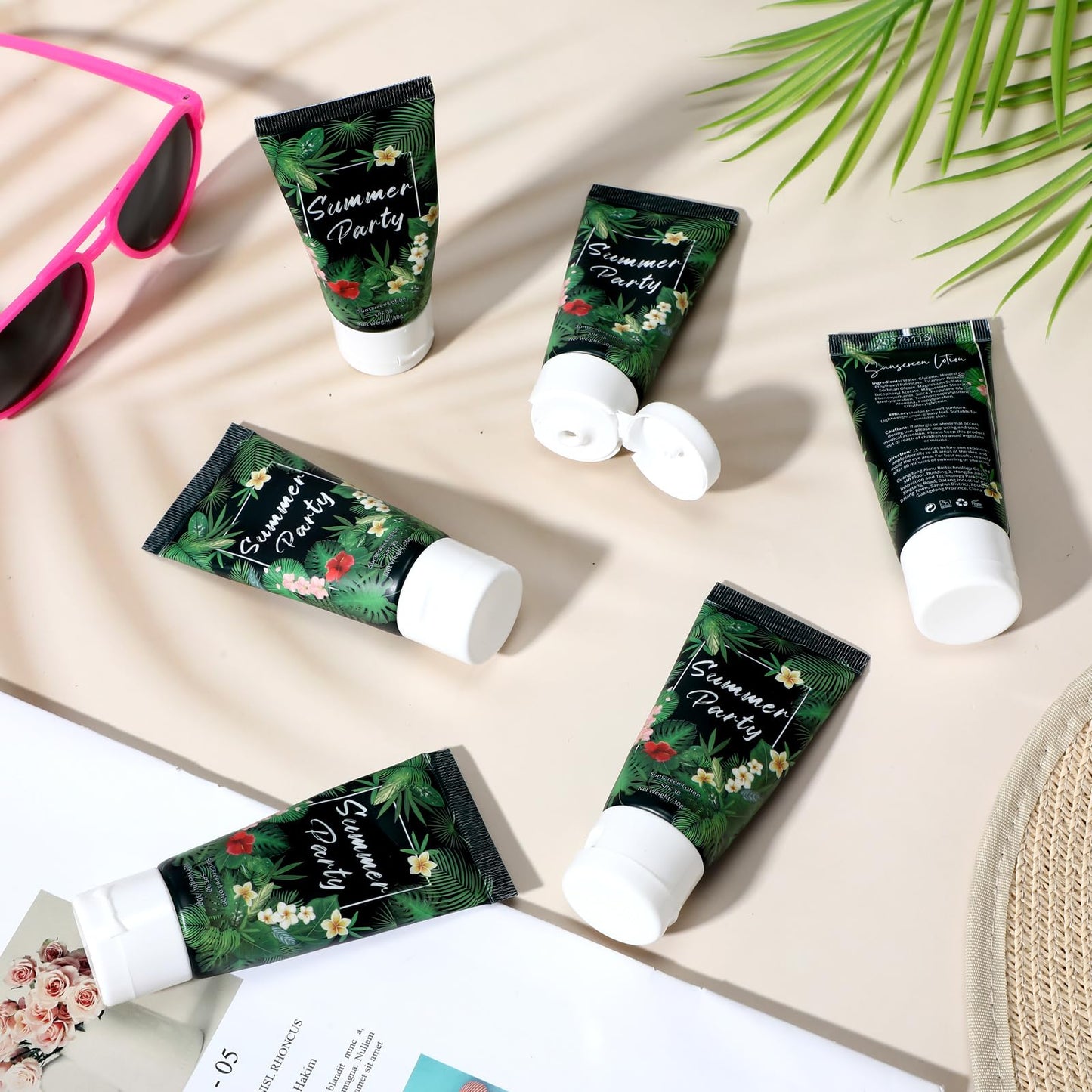 Dansib 12 Pcs Mini Sunscreen Bulk for Summer Travel Size SPF 30 Water Resistant Sunscreen Lotion Bulk for Thank You Gifts Wedding Bridal Shower Favors for Wedding Party(White Cream,Tropical)