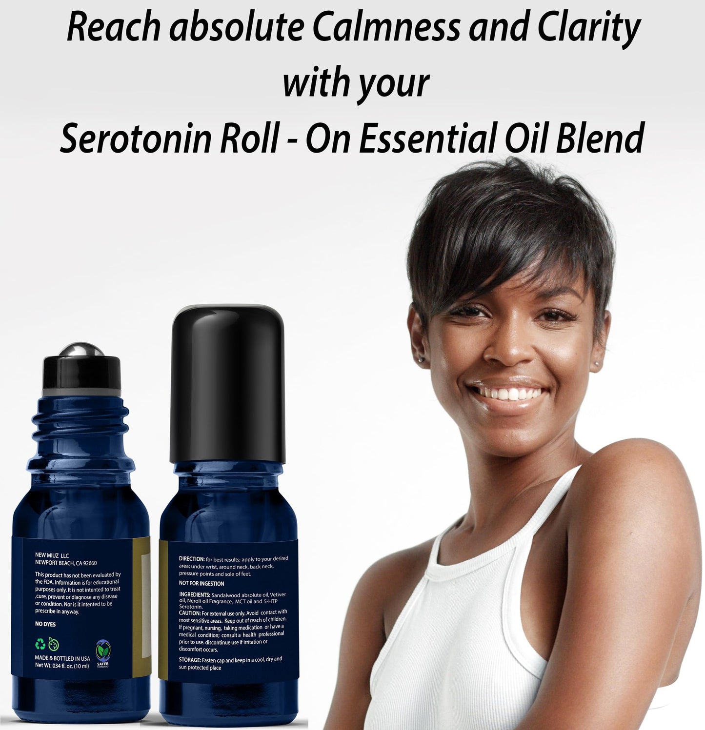 Calm Roll on Essential Oil Stress Relief Sandalwood Vetiver Destress Relaxation Calming Roller Aromatherapy Stick Self Care Purse Stocking Stuffer