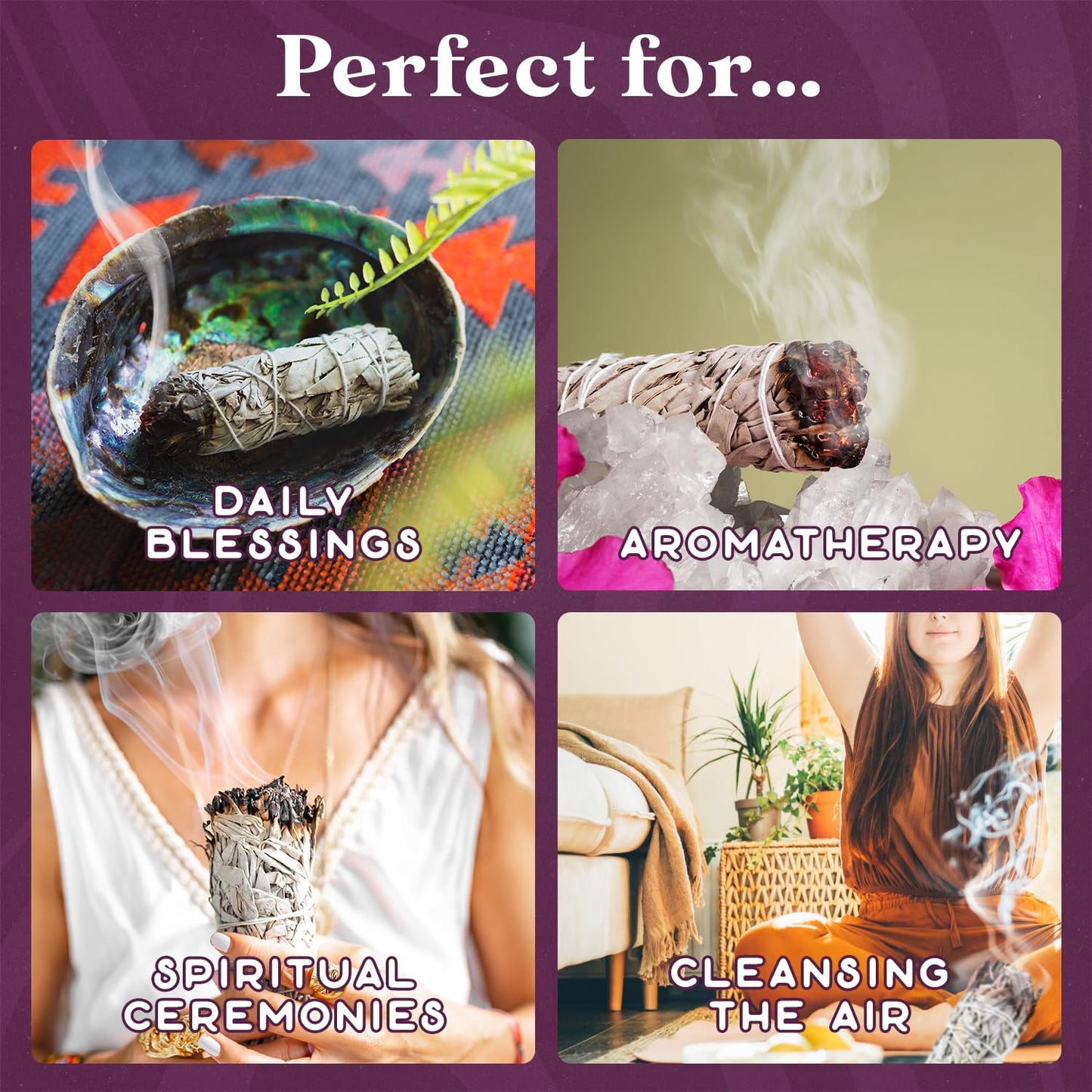Purple Canyon Sage Smudge Kit - (12 Pack) - White Sage Smudge Sticks Incense Kit for Meditation Home Cleansing Aromatherapy and Smudge Rituals