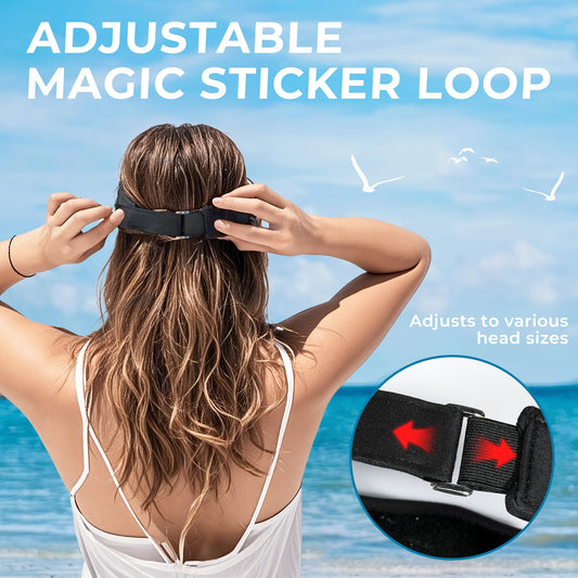 Sun Visor Hats, Sun Visors for Women with Adjustable Strap, Summer UV Blocking Sun Protection Hat, 360° Rotating Lens Visor Hats for Women Lightweight & Breathable for Golf, Travel, and Outdoor Use