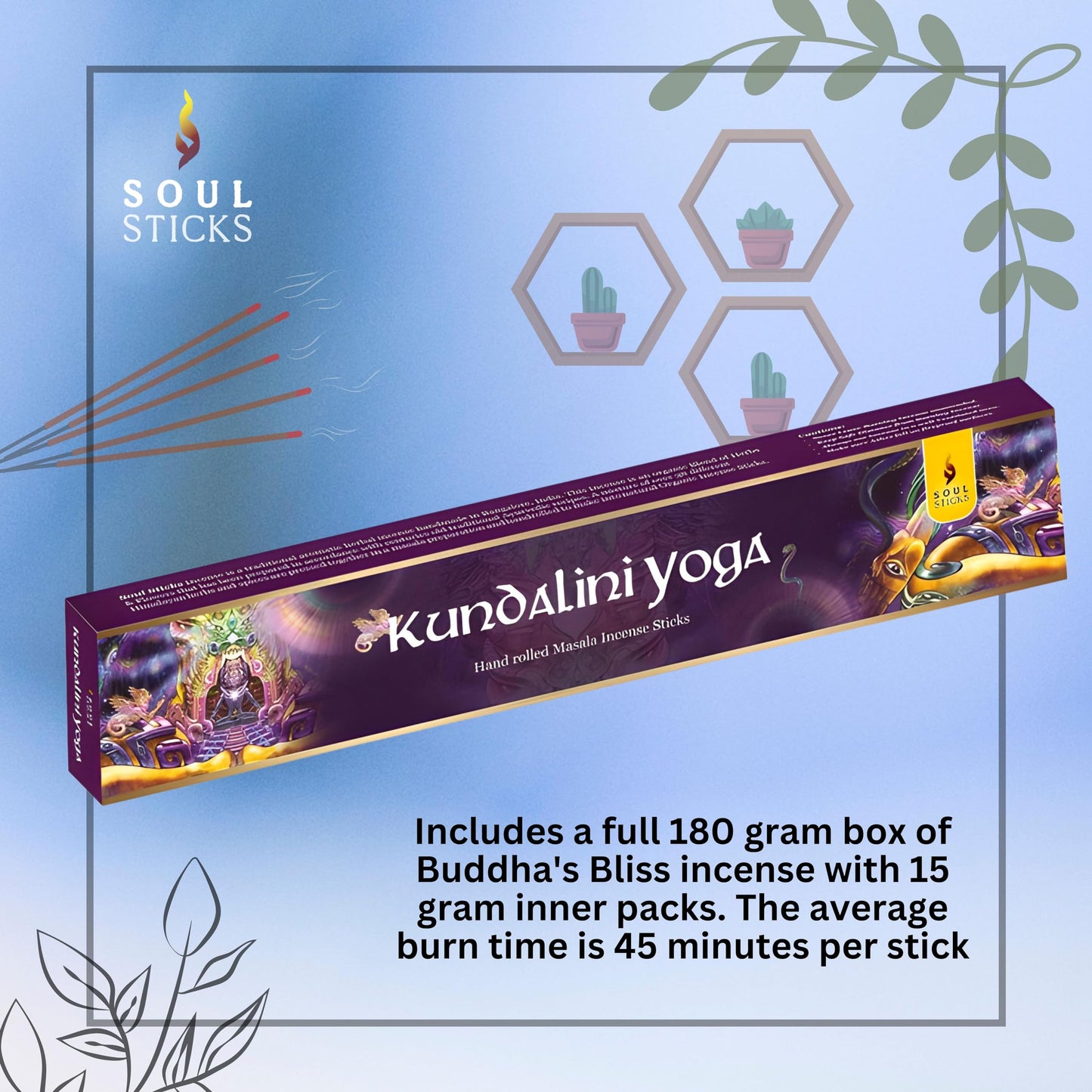 SOUL STICKS Hand-Rolled Incense Sticks Mystic Spirit Blends 180 Gram Box | 100% Natural Masala Incense Organic Home Fragrance Agarbatti (Kundalini Yoga)
