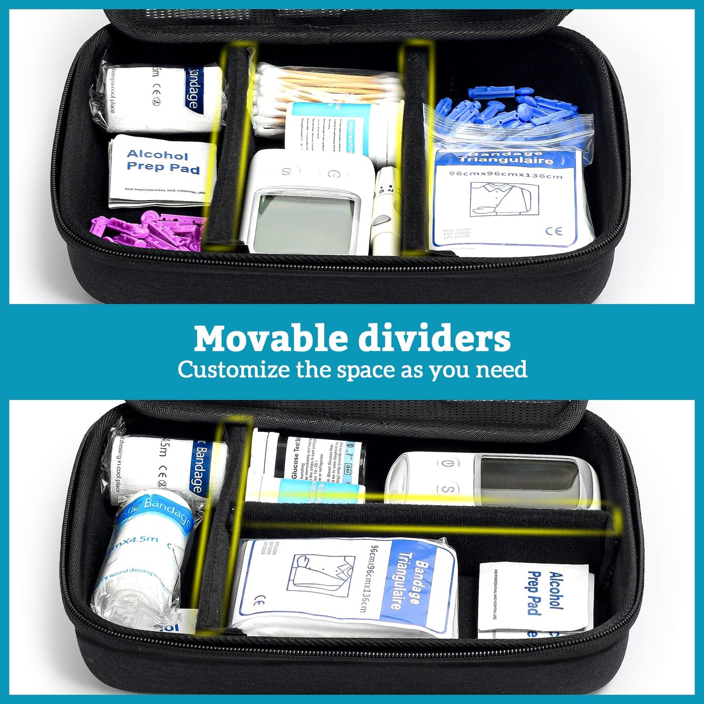 ProCase Diabetic Supplies Hard Travel Case, Diabetes Storage Bag for Glucose Meter, Insulin Pen, Blood Sugar Test Strips, Syringe, Needles and More Kits, Diabetic Care Kits Organizer Holder -Black