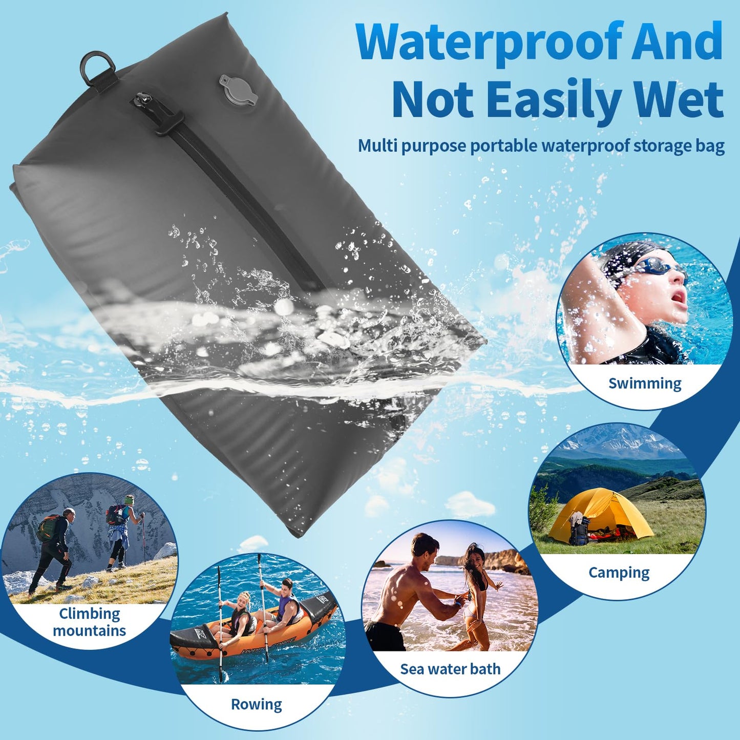 ANQAROS Vacuum Bags for Travel,Vacuum Bags for Travel with Wireless Vacuum Pump,IP67 Reusable Vacuum Compression Bags for Suitcases(1PC+Pump)