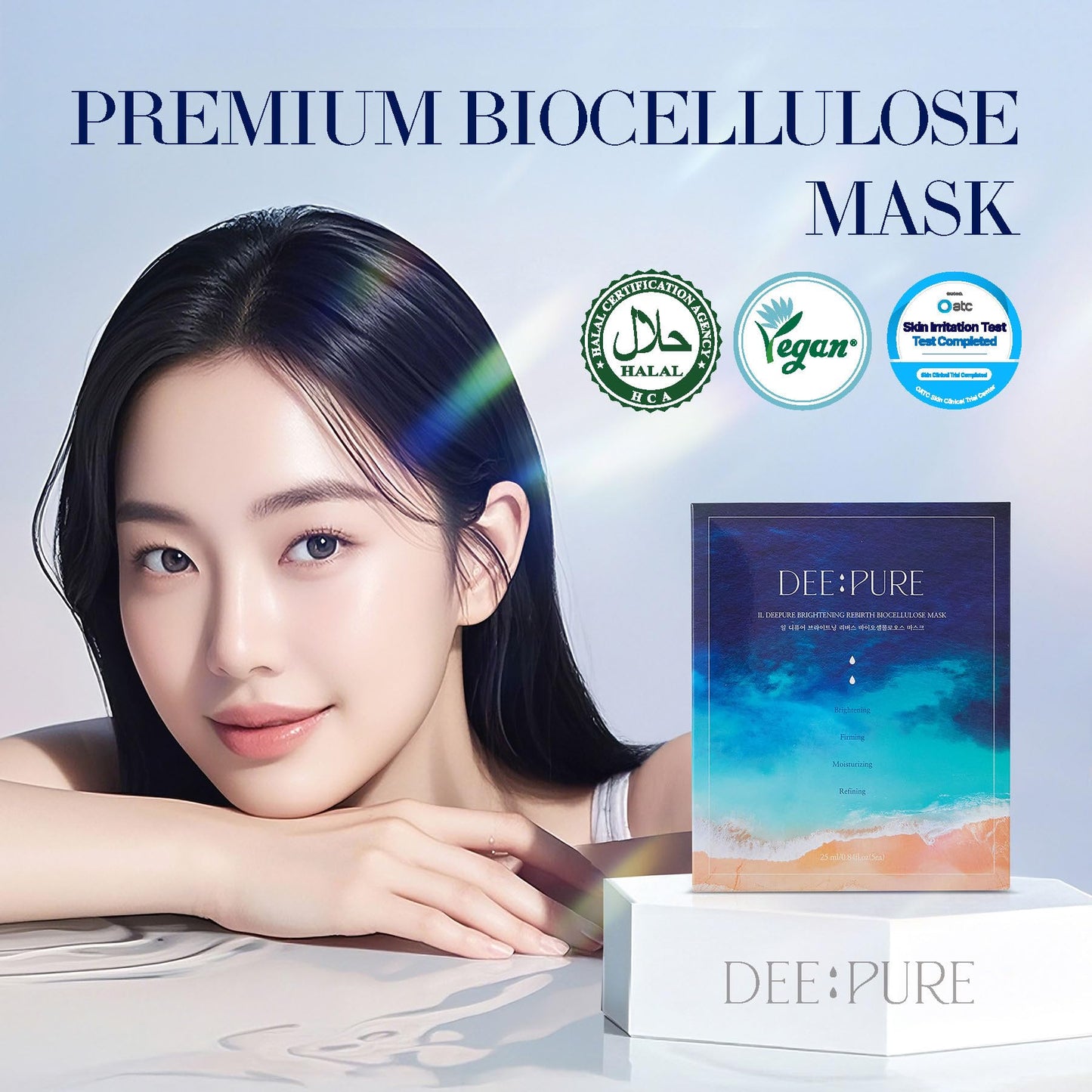 FLORIAN LIFE IL DEEPURE Rebirth Biocellulose Face Mask, Vegan, Moisturizing and Firming, Improves Skin Texture with Patented Coconut Sheet. Korean Skin Care (Set of 5 Sheet Masks)