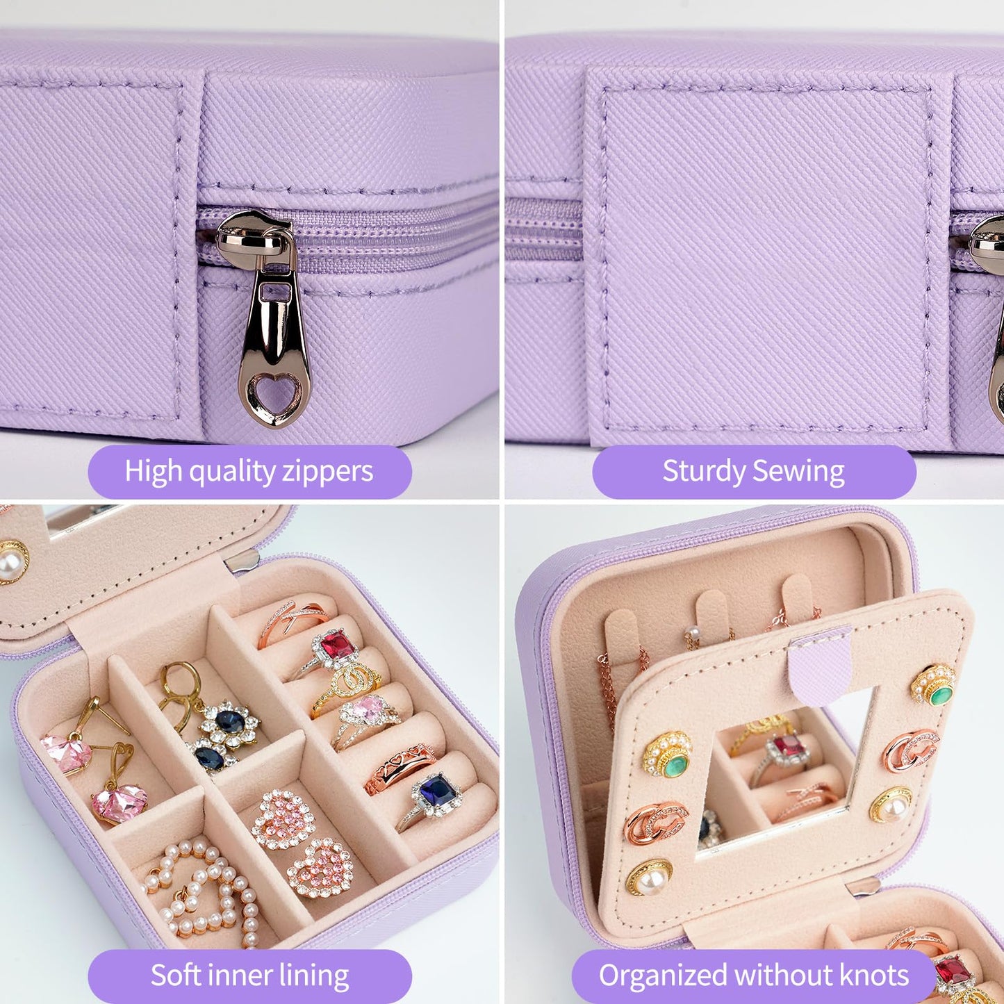 AYGXU Initial Travel Jewelry Case, Organizer, Small Box - Birthday, Graduation, Bridesmaid, Teacher Gifts for Women, Teen Girls - Essentials, Initial K