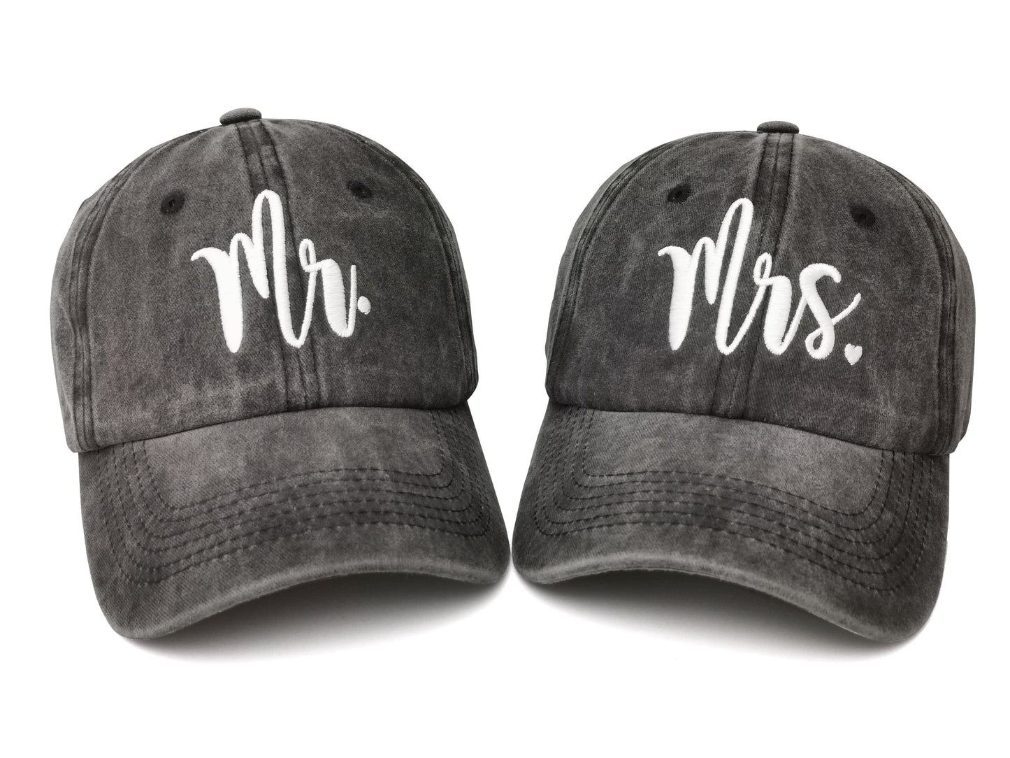 Matching Mr and Mrs Baseball Hats, Washed Black & Black Embroidered Hats Caps Couples Set, Bridal Gift, Newlywed Honeymoon Wedding Gift