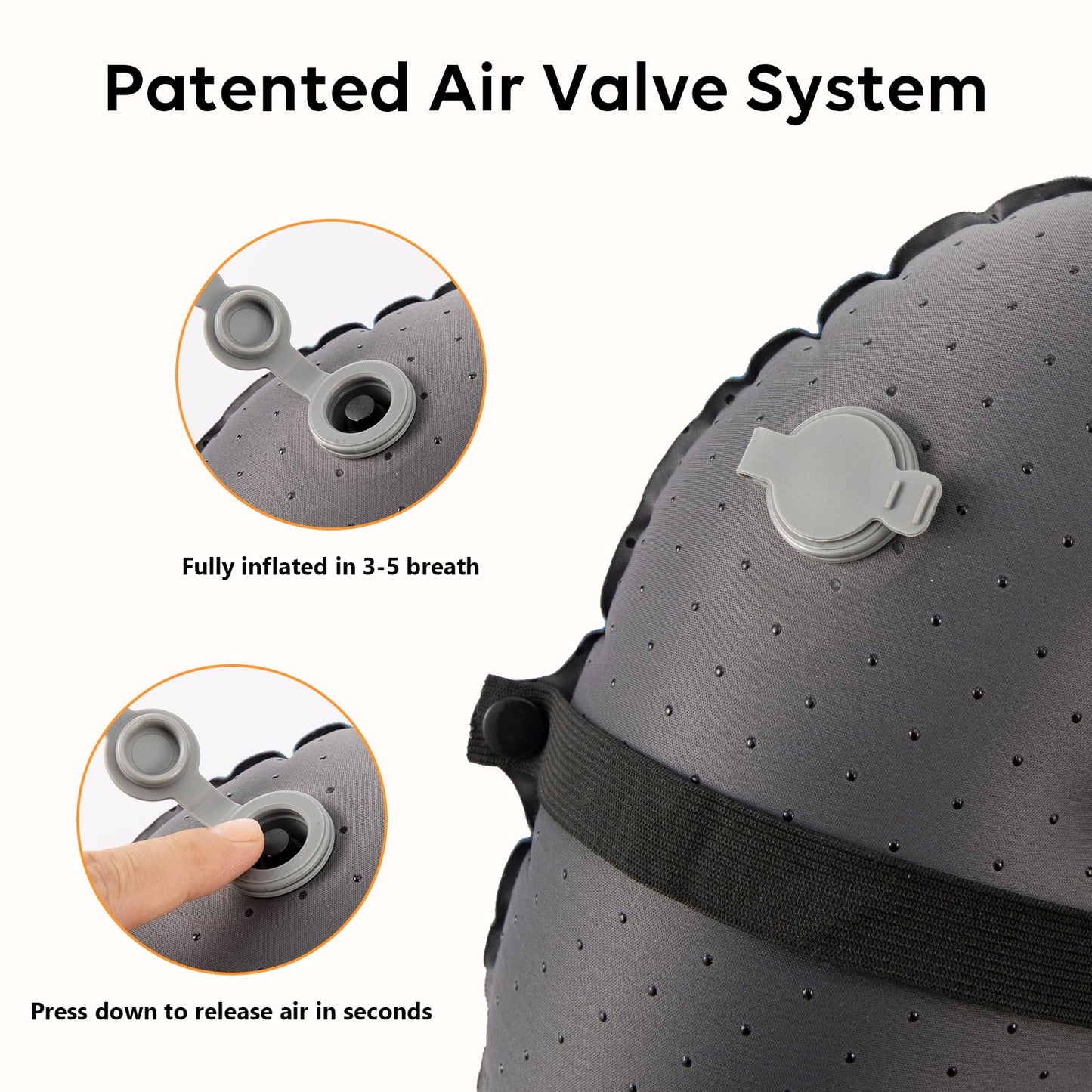 TOBTOS Inflatable Camping Pillow for Camping, Ultralight Backpacking Pillow, Ergonomic Support for Neck & Lumbar, Blow Up Air for Travel, Hiking, Outdoor (Orange)