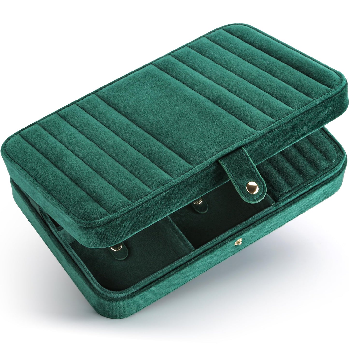 VELORIA Jewelry Box, Premium Velvet Travel Jewelry Organizers & Storage, Dust-Proof, Scratch-Resistant Jewelry Box for Necklace Bracelet Bangle, Portable Luxury Gift for Women & Girls (Emerald green)