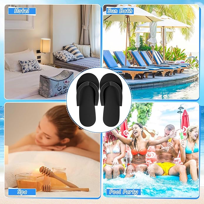 JenPen 60 Pairs Disposable Pedicure Slippers Foam Flip Flops Disposable Flip Flops Multi Color Foldable Pedicure Slippers for Guests Salon Spa Hotel Women