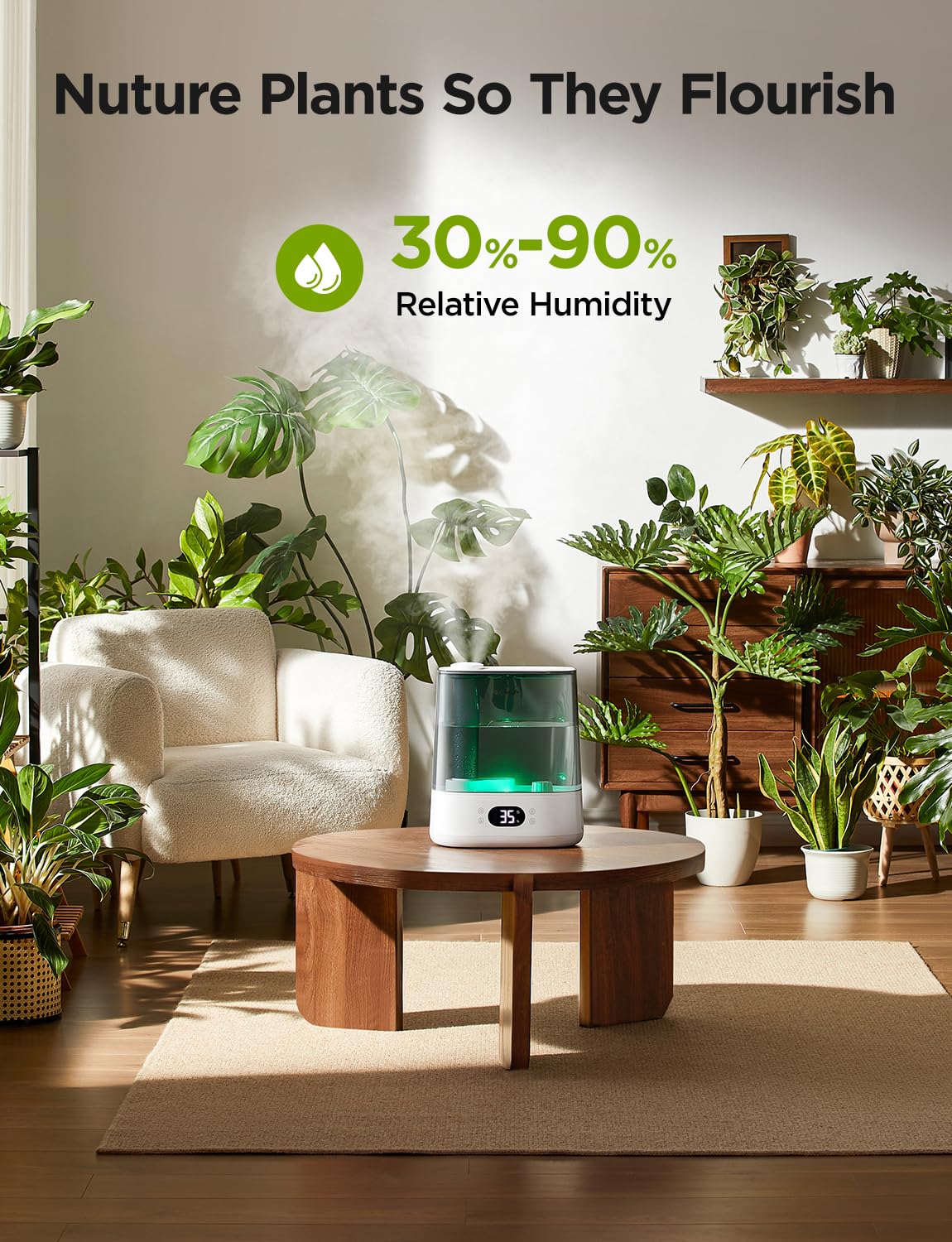 GoveeLife Smart Humidifiers for Bedroom, 6L Cool Mist Top Fill for Large Room, Humidity Sensor, Auto Mode, Schedule, 60H Quiet Runtime, WiFi Humidifier Essence Diffuser for Baby Plant, Work with Alexa
