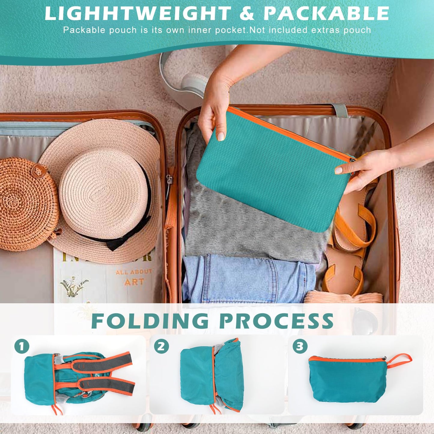 BiYiYun 20L Small Hiking Backpack for Men Women, Lightweight Foldable Daypack Water-resistant Travel Camping Packable Backpack (Green)