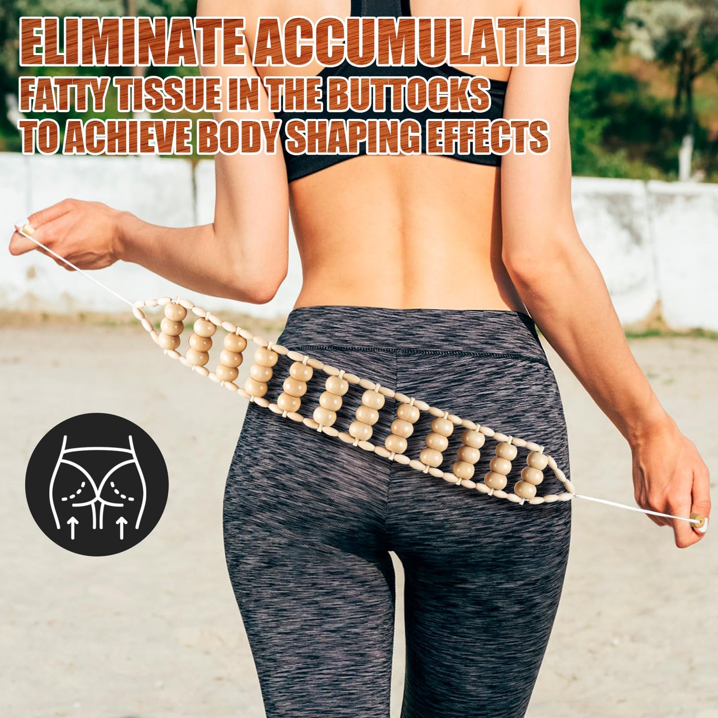 KintKita Wood Therapy Massage Tools,Back Wooden Massage Roller Rope Tool Maderoterapia Kit Professional Cellulite Massager for Body Shaping, Contouring,Back Neck Leg Muscle Relief