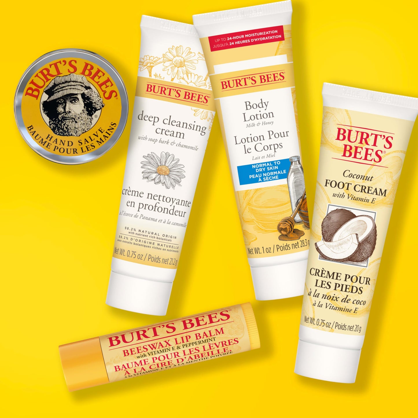 Burt's Bees Gifts Ideas - Essential Everyday Beauty Set, 5 Travel Size Products - Deep Cleansing Cream, Hand Salve, Body Lotion, Foot Cream and Lip Balm
