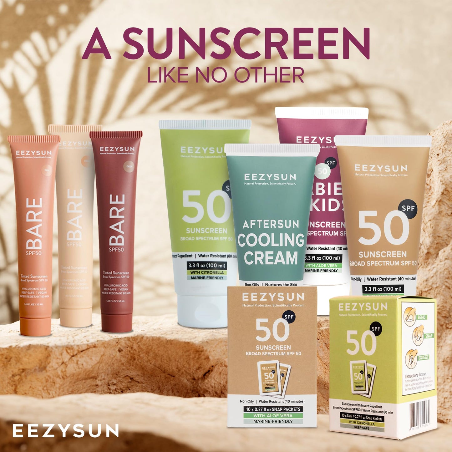 EEZYSUN Babies & Kids SPF 50 Mineral Sunscreen | Dermatologically Tested for Sensitive Skin | Contains Aloe Vera | Sweat/Water Resistant | Cruelty-Free | Reef-Safe | Travel Size - 3.3 FL OZ