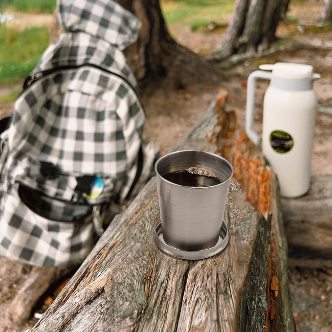 8.45oz Collapsible Travel Cup, Stainless Steel Folding Camping Cup for Hiking Picnic and other Outdoor Activities, 250ml