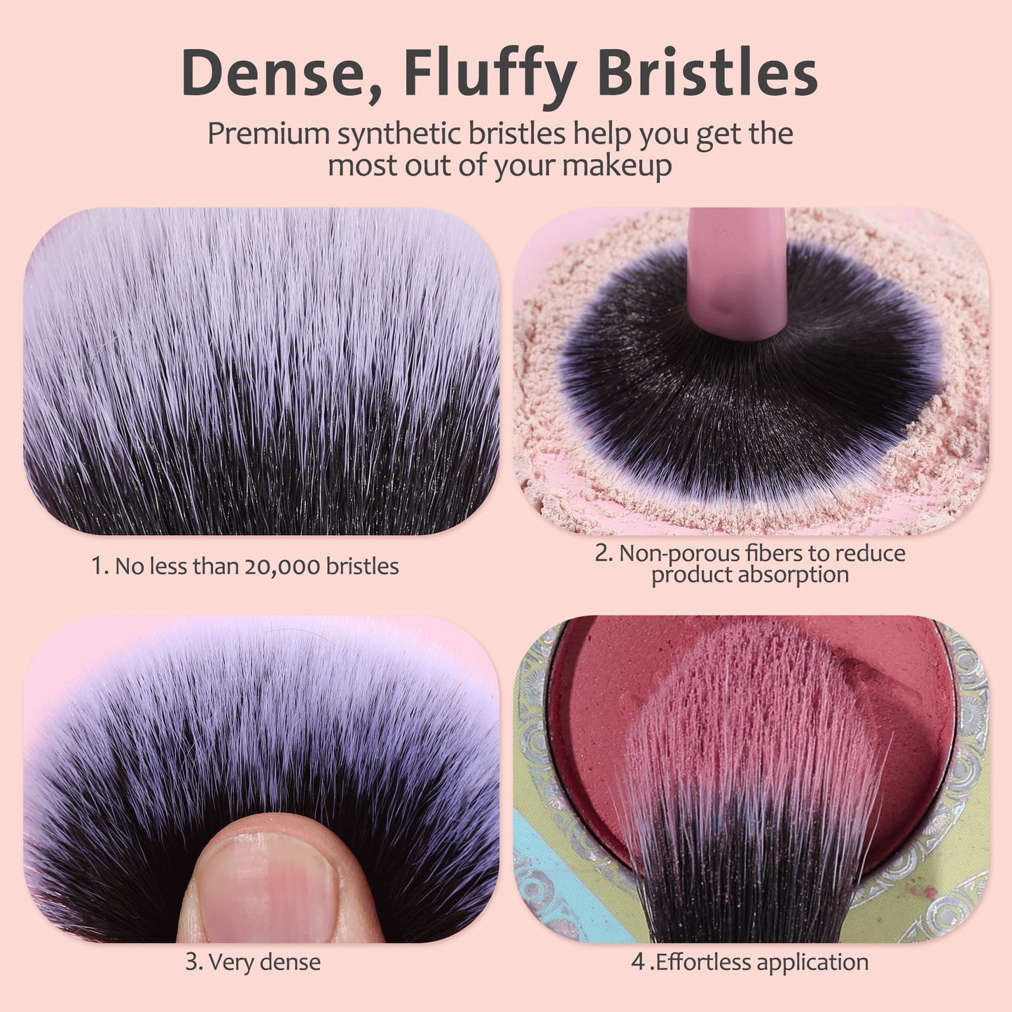 MOGILAN Travel Makeup Brush Set Mini Makeup Brushes For Foundation Concealer Eyeshadow Blush Blending & Buffing Liquid Cream Powder 6PCS Travel Size Complete Function Cosmetic Brushes Kit with Case