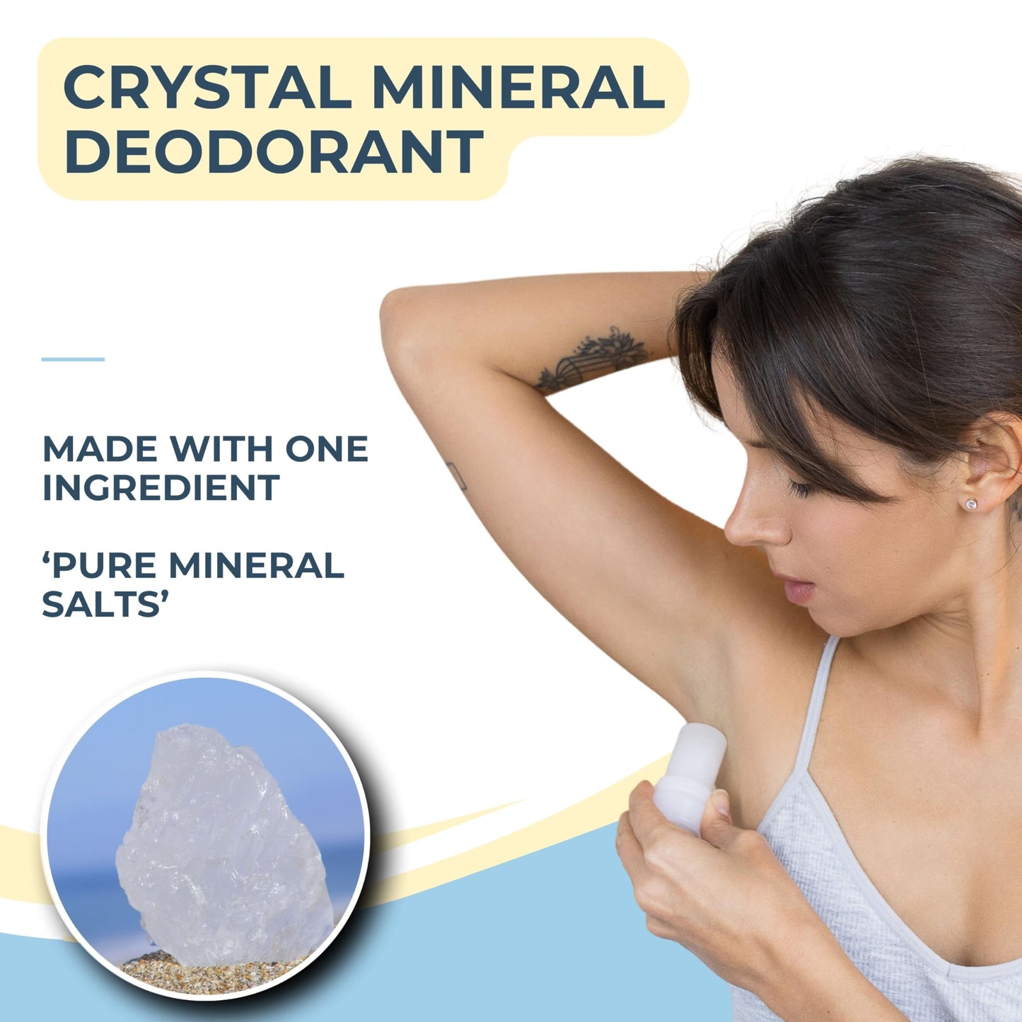 Crystal Deodorant Stick for Women and Men, 4.25 oz/120g - 100% Natural Alum Salt Stone Rock - Unscented Mineral Rock