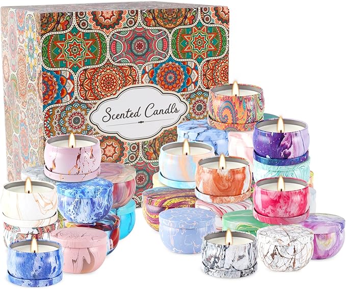 Scented Candles Gift Set 2.5 oz×36 Pack, Soy Wax Aromatherapy Candles for Home, Travel Tin Candles for Yoga Sleep Relax Body