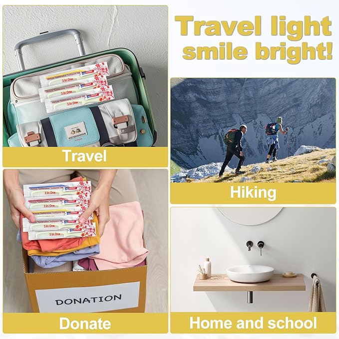 100 Pack Disposable Toothbrushes with Toothpaste and Comb for Homeless Individually Wrapped-Suitable for Hotel,Air Bnb,Shelter/Homeless/Nursing Home/Charity 1