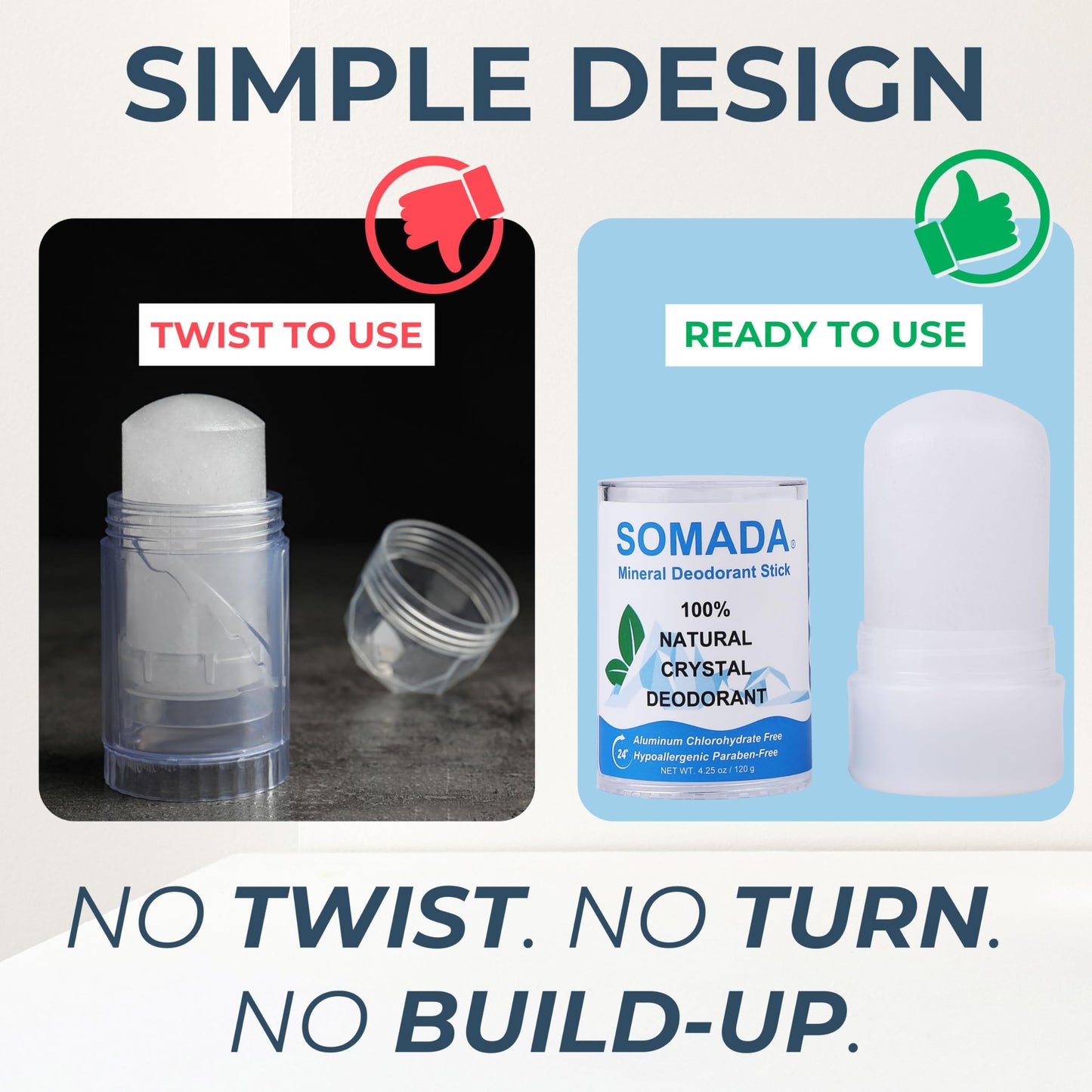 Crystal Deodorant Stick for Women and Men, 4.25 oz/120g - 100% Natural Alum Salt Stone Rock - Unscented Mineral Rock