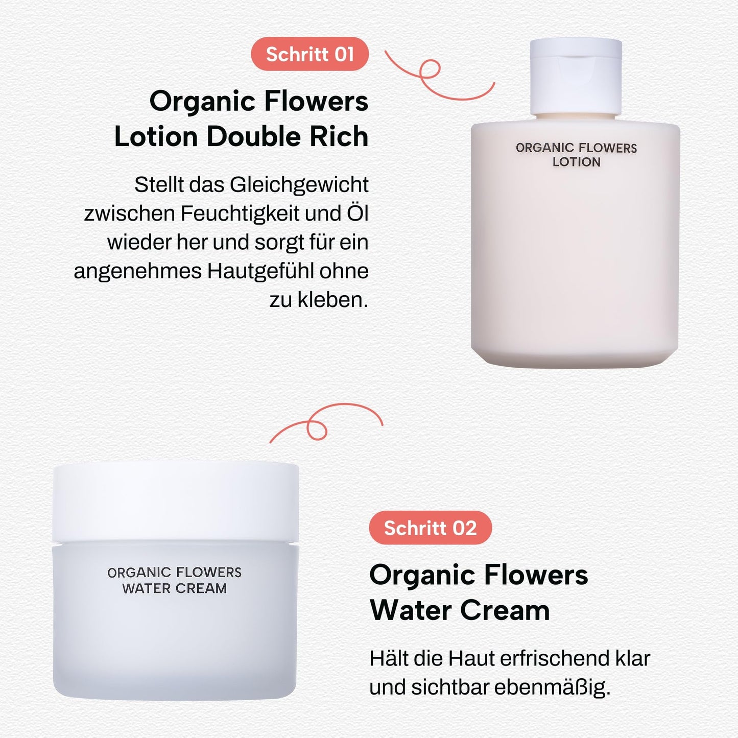 Whamisa Organic Flowers Water Cream, 95.2% Organic, Waterless Formula, Fermented Postbiotic for Deep Hydration & Soothing, Moisturizing (50ml)