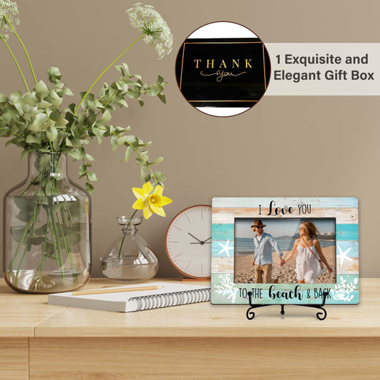 HJLLOQR Beach Picture Frame, Wedding Gift, Couple Photo Frame, Beach Travel Honeymoon Picture Frames 4X6 In, Engagement Gifts for Couples, Newlyweds -B01