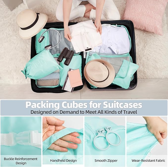 10 Pcs Set Packing Cubes - Travel Packing Organizers, Expandable Suitcase Organizer, Luggage Organizer Bags