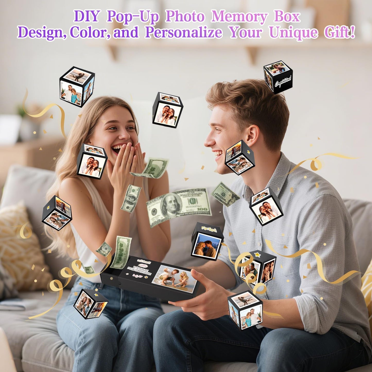 Birthday Gift Baskets for Women, 21 Piece Handmade Surprise Photo Pop Up Box Self Care Gift for Friend Mom Her Sister Wife Girlfriend Coworker, Get Well Soon Relaxing Spa Gifts, Unique Gifts Ideas