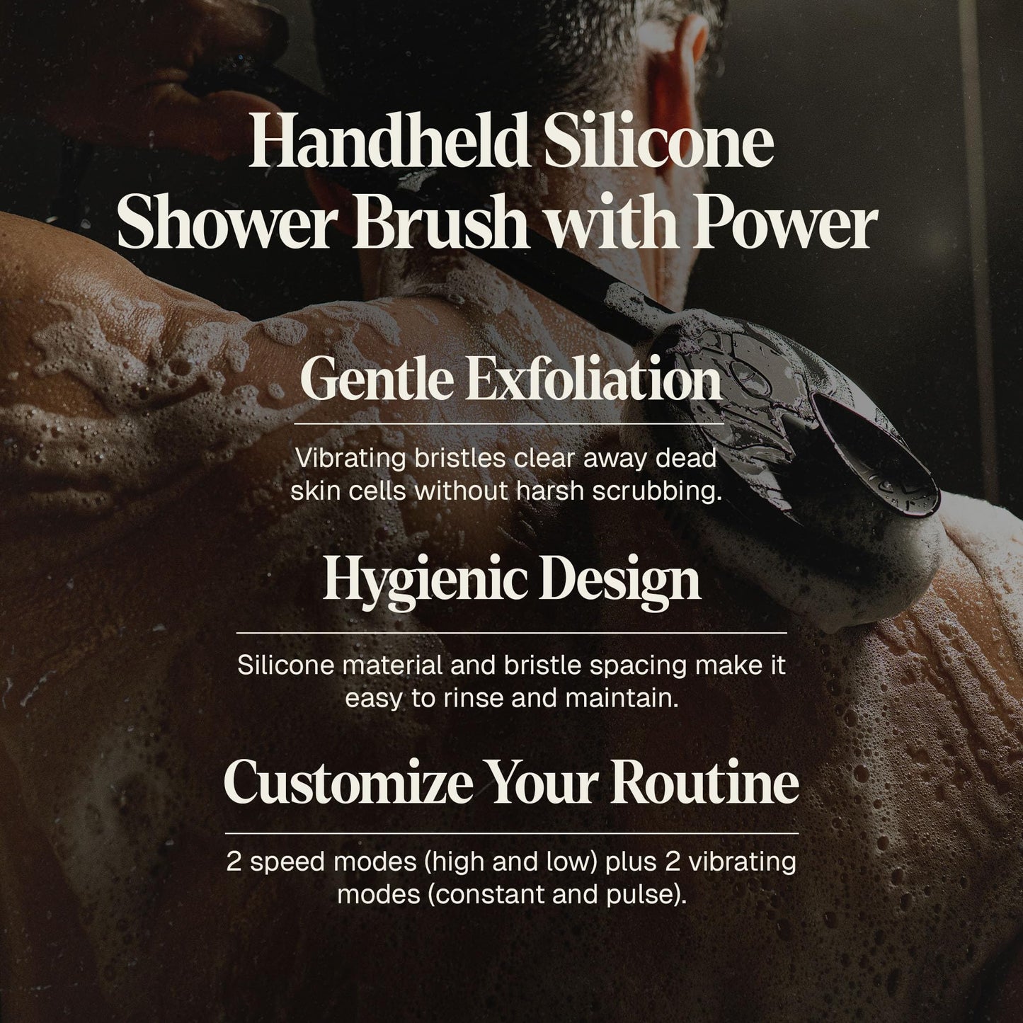 Black Wolf Body Wash & Sonic Scrubber Pro Kit for Men - Vibrating Face & Body Brush with Charcoal Powder Shower Gel, Water Resistant Massage Brush & Salicylic Acid Body Wash, Rich Lather & Deep Clean