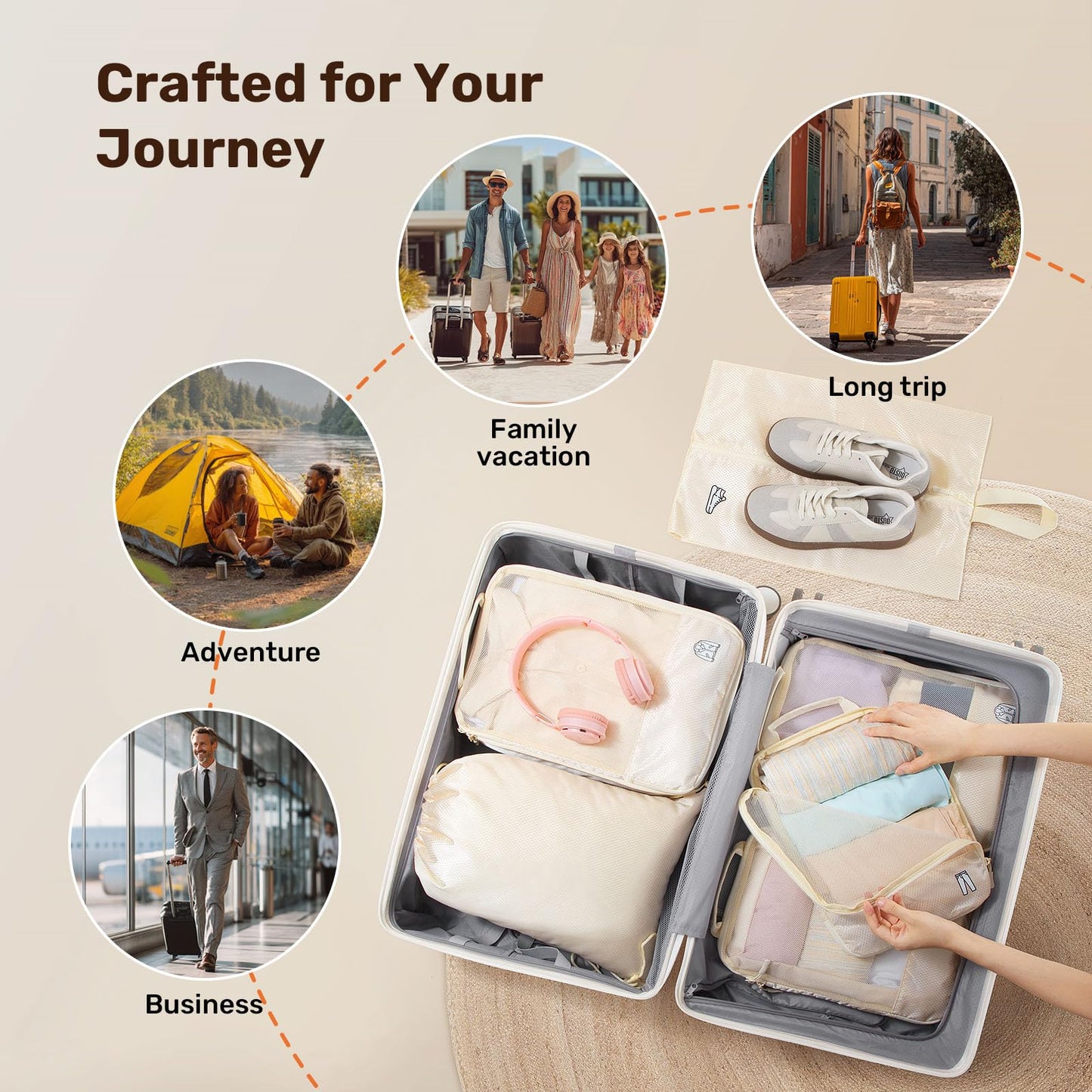 Compression Packing Cubes for Travel, Lightweight 6 Set Bags Cruise Must Haves for Luggage Carry On Suitcase and Clothes Organizer, Durable Vacation Essentials and Accessories Gifts for Women and Men