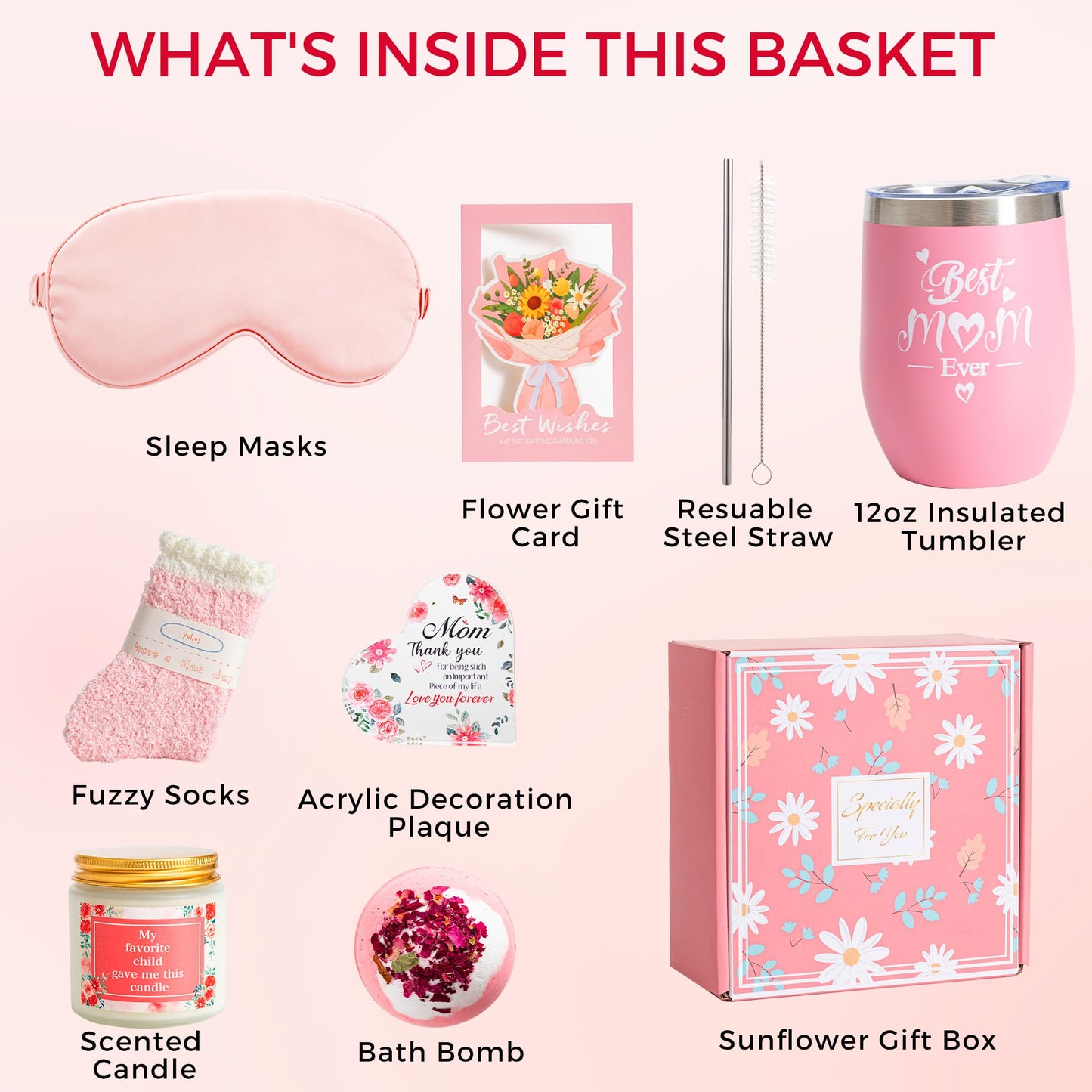 Birthday Gift Basket For Mom,Mothers Day Ideas Gift Box from Daughter Son Best Ever New Set Relaxing SPA Gifts Get Well Soon Thanksgiving Christmas Presents