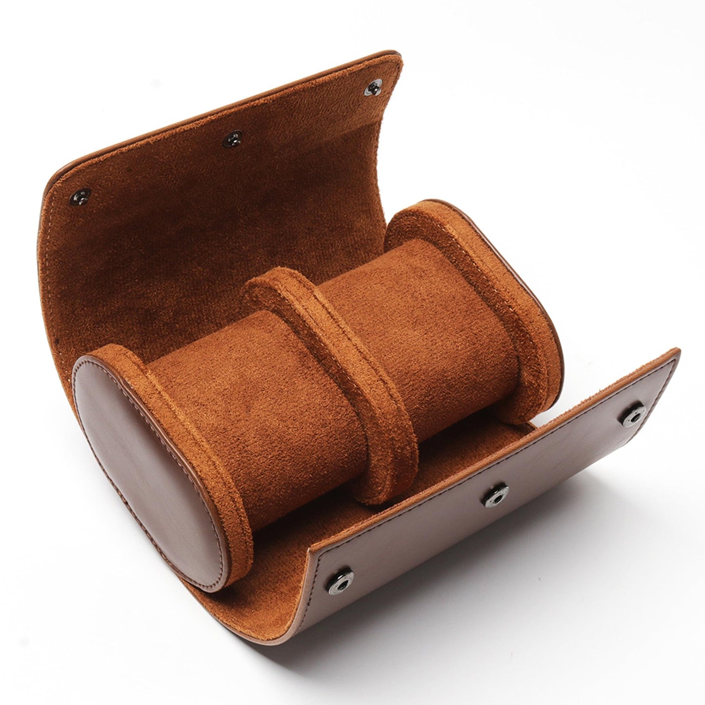 Longjet Watch Roll Travel Case for Men Portable Watches Organizer Box with Removable Velvet Pillow Holder (2 Slot Brown)