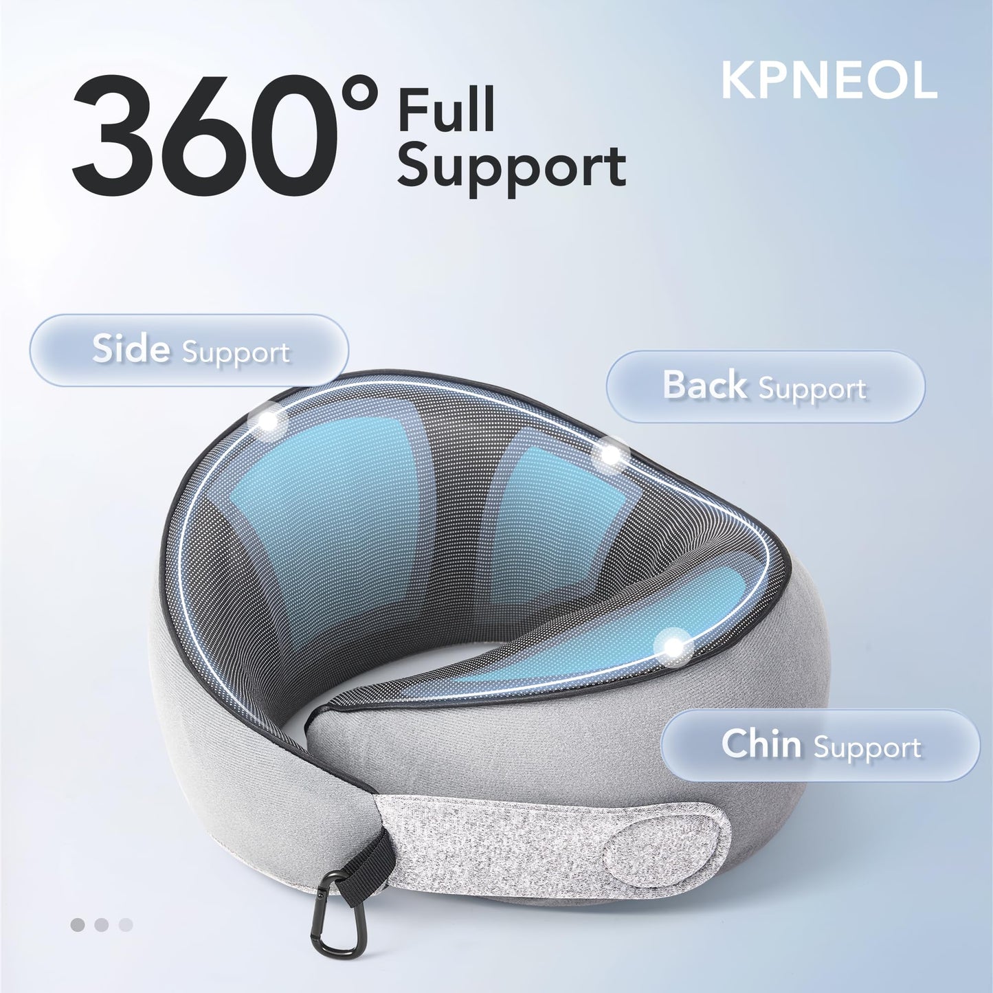 KPNEOL Travel Pillow, 100% Pure Memory Foam Travel Neck Pillow Airplane Neck Support Ergonomic Design for Traveling Suitable for Airplanes,Offices and Cars-Grey