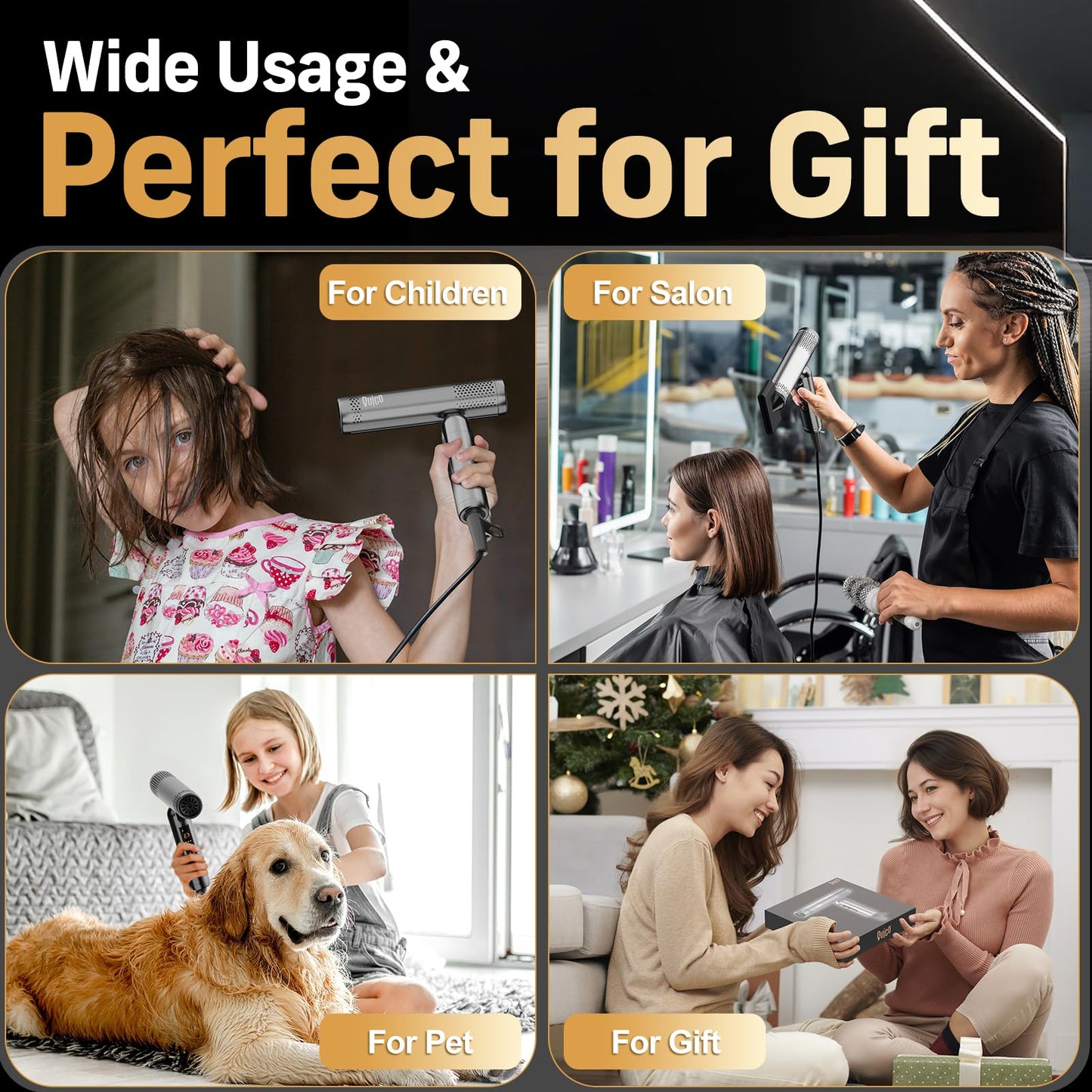 Hair Blow Dryer, QUICO 120-240V Global Dual Voltage Hair Dryers for Women, 5X Faster 120000 RPM BLDC Blow Dryers, 500 Million Negative Ions, High-Speed Mini Hair Dryer, Cold/3 Heating/3 Speed Settings