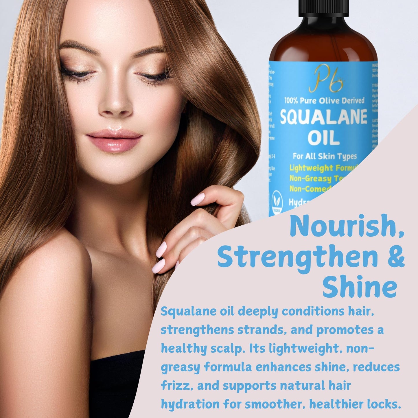 Squalane Oil – 100% Plant-Derived, Lightweight & Fast-Absorbing Squalane Face Oil for Anti-Aging, Dry Skin, Hair & Body | Non-Greasy, Non-Comedogenic Moisturizer | 2 fl oz