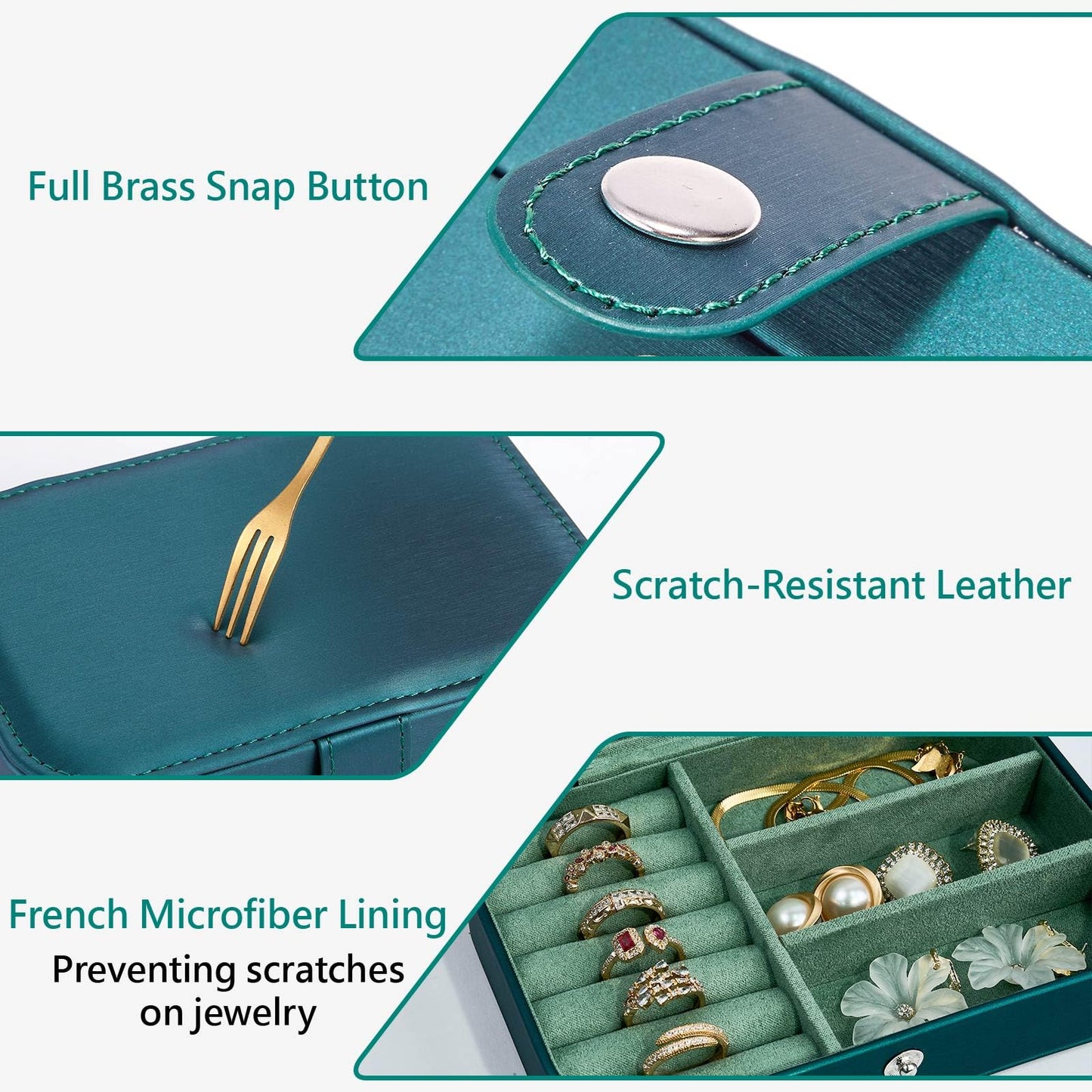 Arcbt Travel Jewelry Case, 100% Anti-Tangle, Marquetry Work PU Leather Travel Jewelry Organizer with Microfiber Lining, Precision Single Thread Sewing Small Jewelry Box, Best Women's Christmas Gift