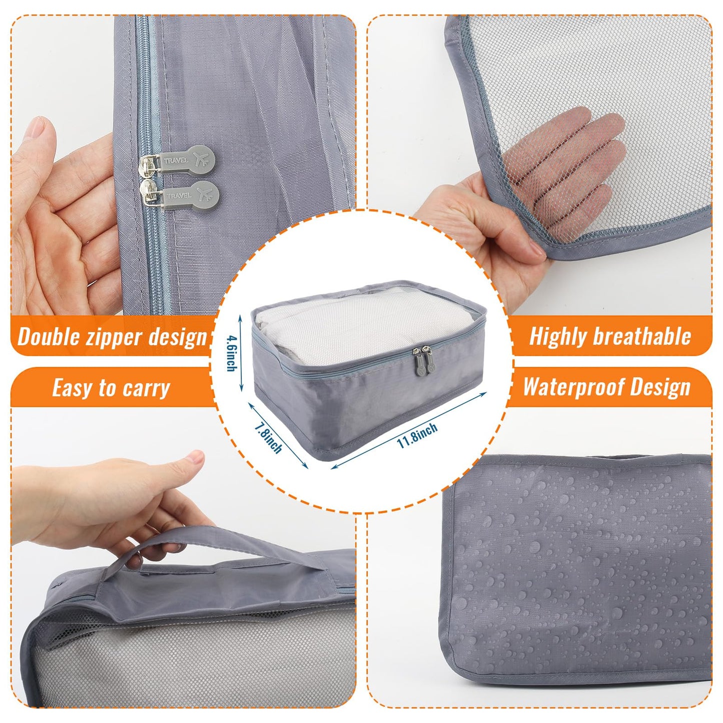 CvoMep 12 Pcs Packing Cubes Luggage Organizers Small Mesh Clothing Underwear Bag Foldable Laundry Bags for Travel Hiking Camping Backpacking