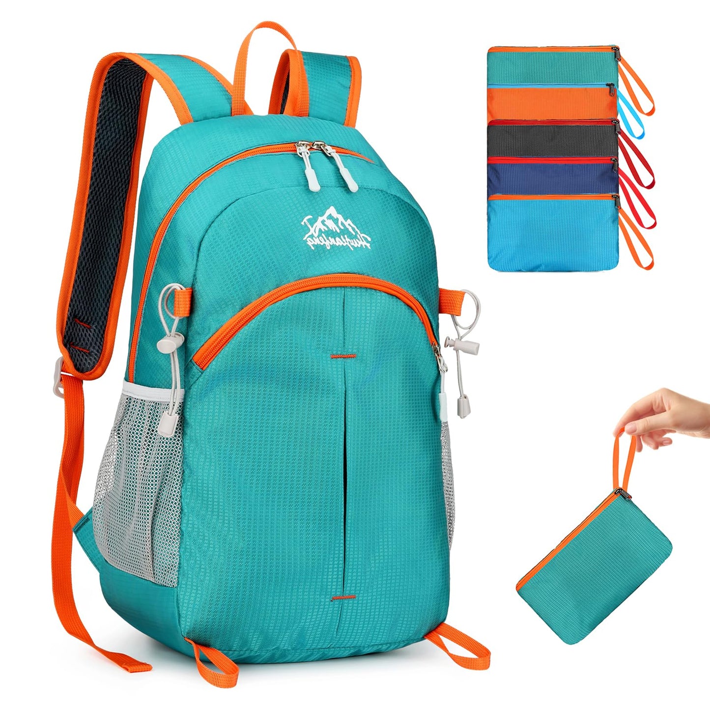 BiYiYun 20L Small Hiking Backpack for Men Women, Lightweight Foldable Daypack Water-resistant Travel Camping Packable Backpack (Green)