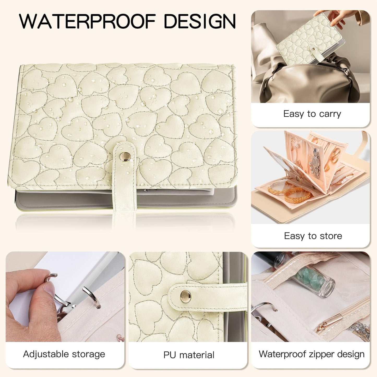 Ylfahjs Travel Jewelry Organizer Case,Jewelry Storage Roll Bag for Women,Tangle-Free Portable Storage for Necklaces & Earrings/Rings/Bracelets,Jewelry Storage Book, Waterproof Organizer Bag